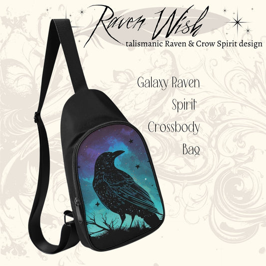 Galaxy Raven Spirit Crossbody Bag | Mythic Cosmic Crow Purse