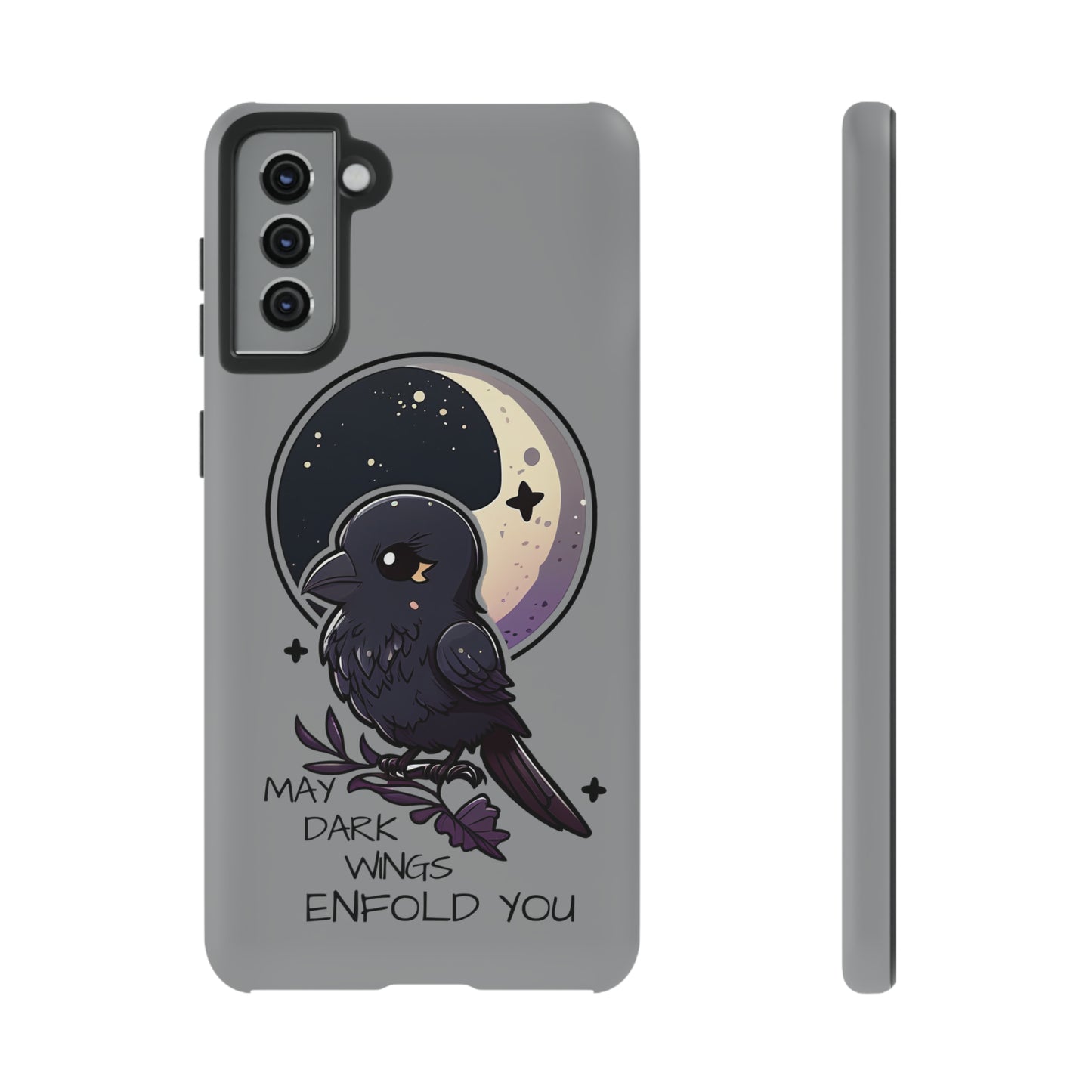 Raven Blessing Tough Phone Case Empath Protection Crowcore Witchcore Odin Edgar Allan Poe Cute Chibi Kawaii Goth Witchy Accessories Yamikawaii Cell Cover