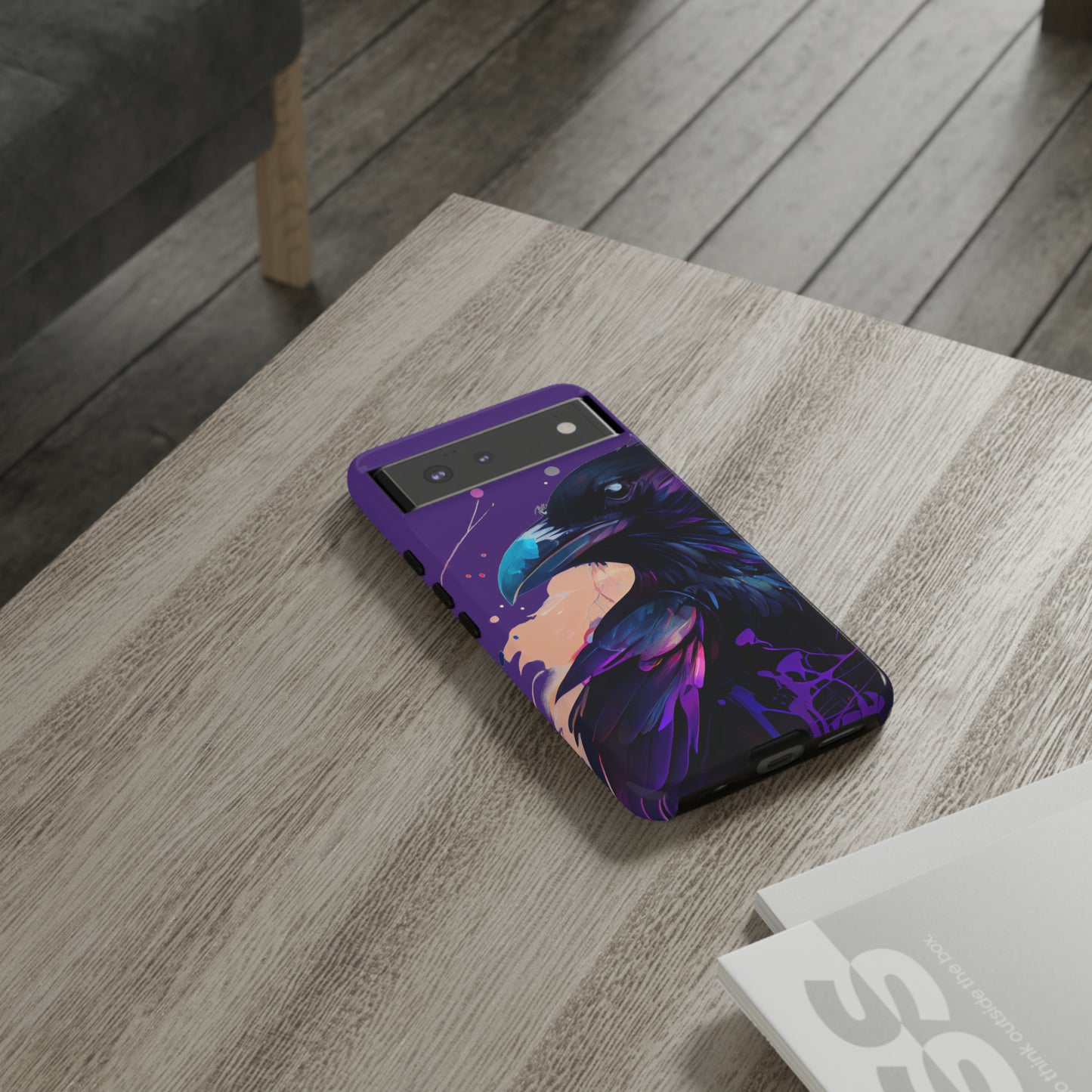 Purple Witchy Raven Print Phone Cover | Glossy Tough Cases iPhone Samsung Google Pixel