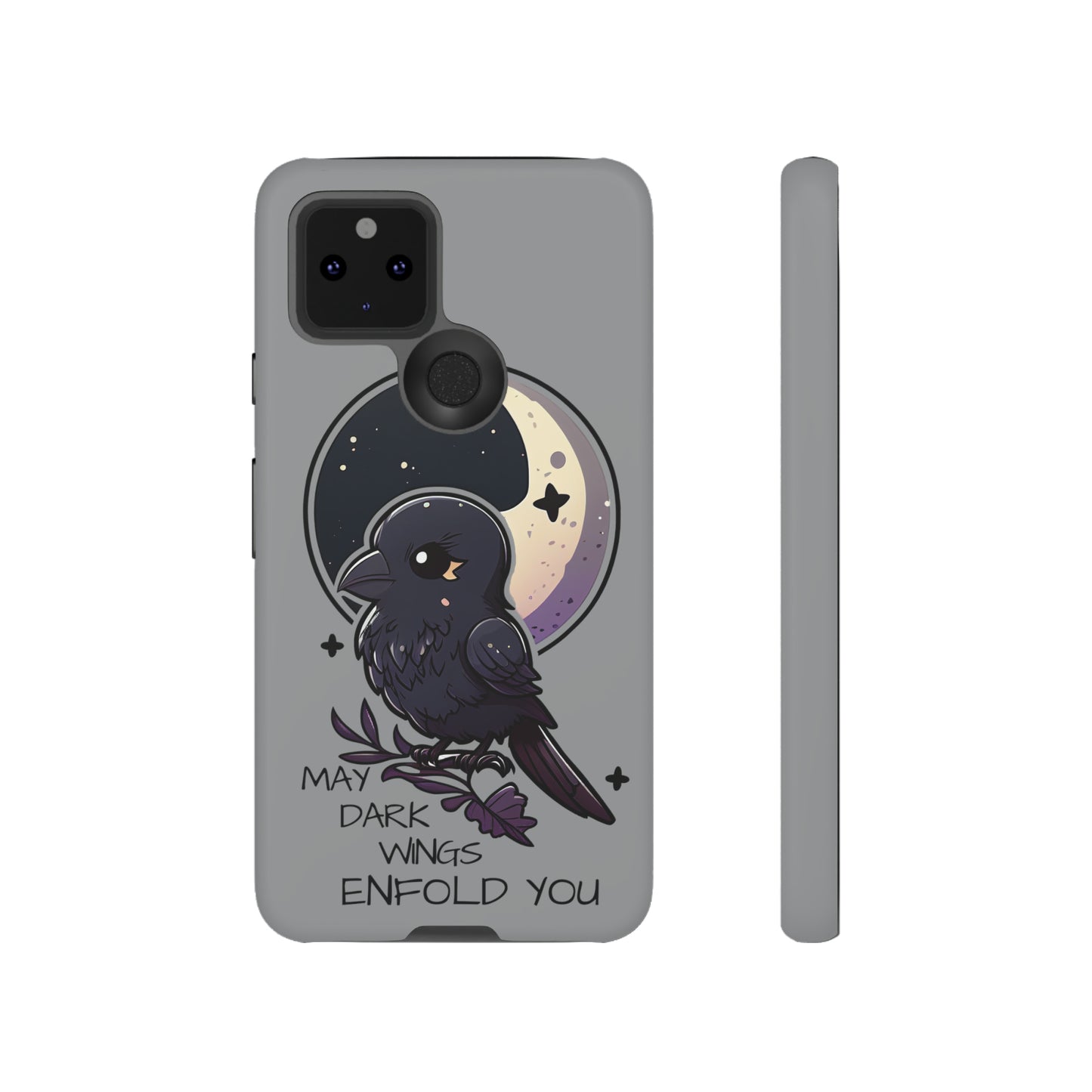 Raven Blessing Tough Phone Case Empath Protection Crowcore Witchcore Odin Edgar Allan Poe Cute Chibi Kawaii Goth Witchy Accessories Yamikawaii Cell Cover