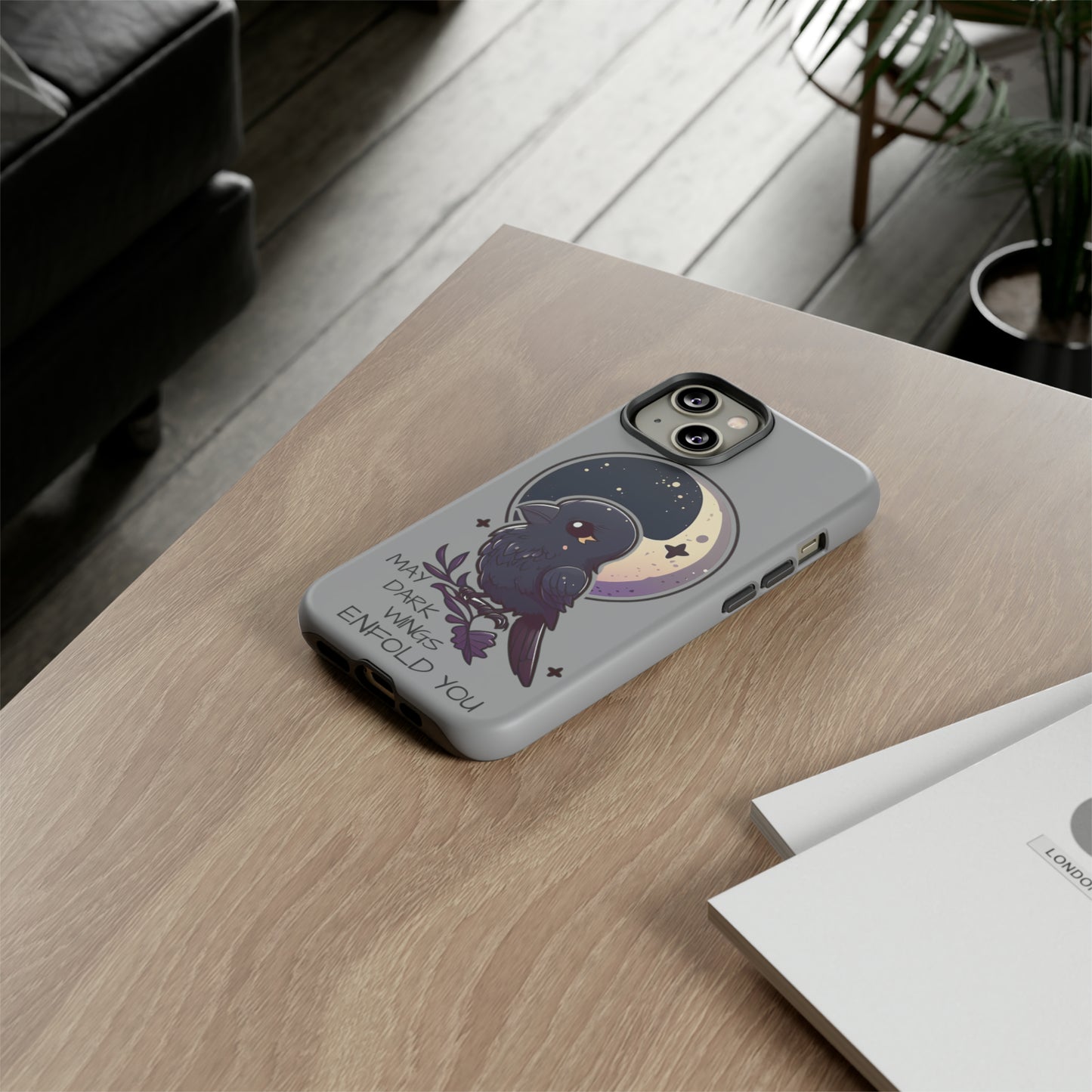 Raven Blessing Tough Phone Case Empath Protection Crowcore Witchcore Odin Edgar Allan Poe Cute Chibi Kawaii Goth Witchy Accessories Yamikawaii Cell Cover