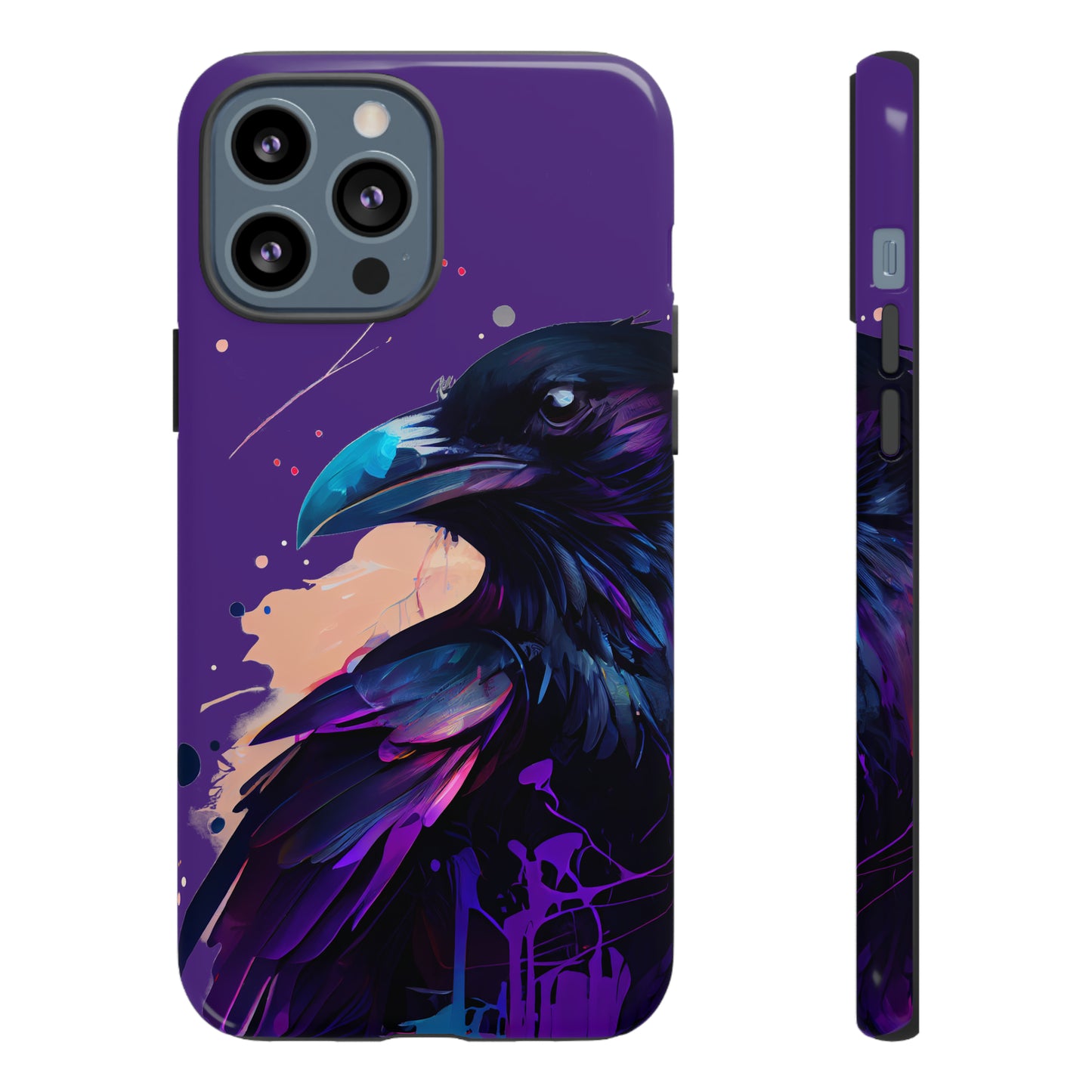 Purple Witchy Raven Print Phone Cover | Glossy Tough Cases iPhone Samsung Google Pixel