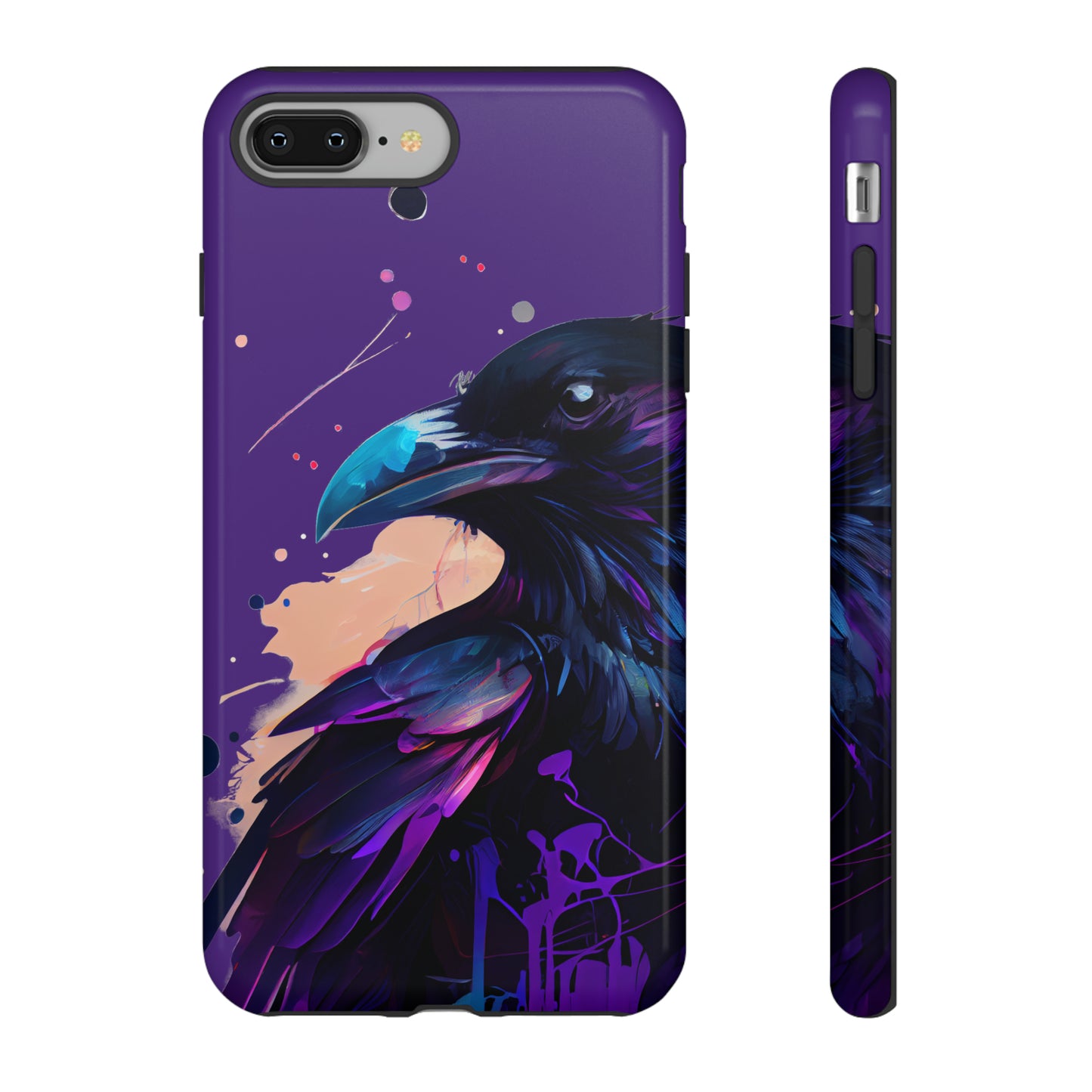 Purple Witchy Raven Print Phone Cover | Glossy Tough Cases iPhone Samsung Google Pixel