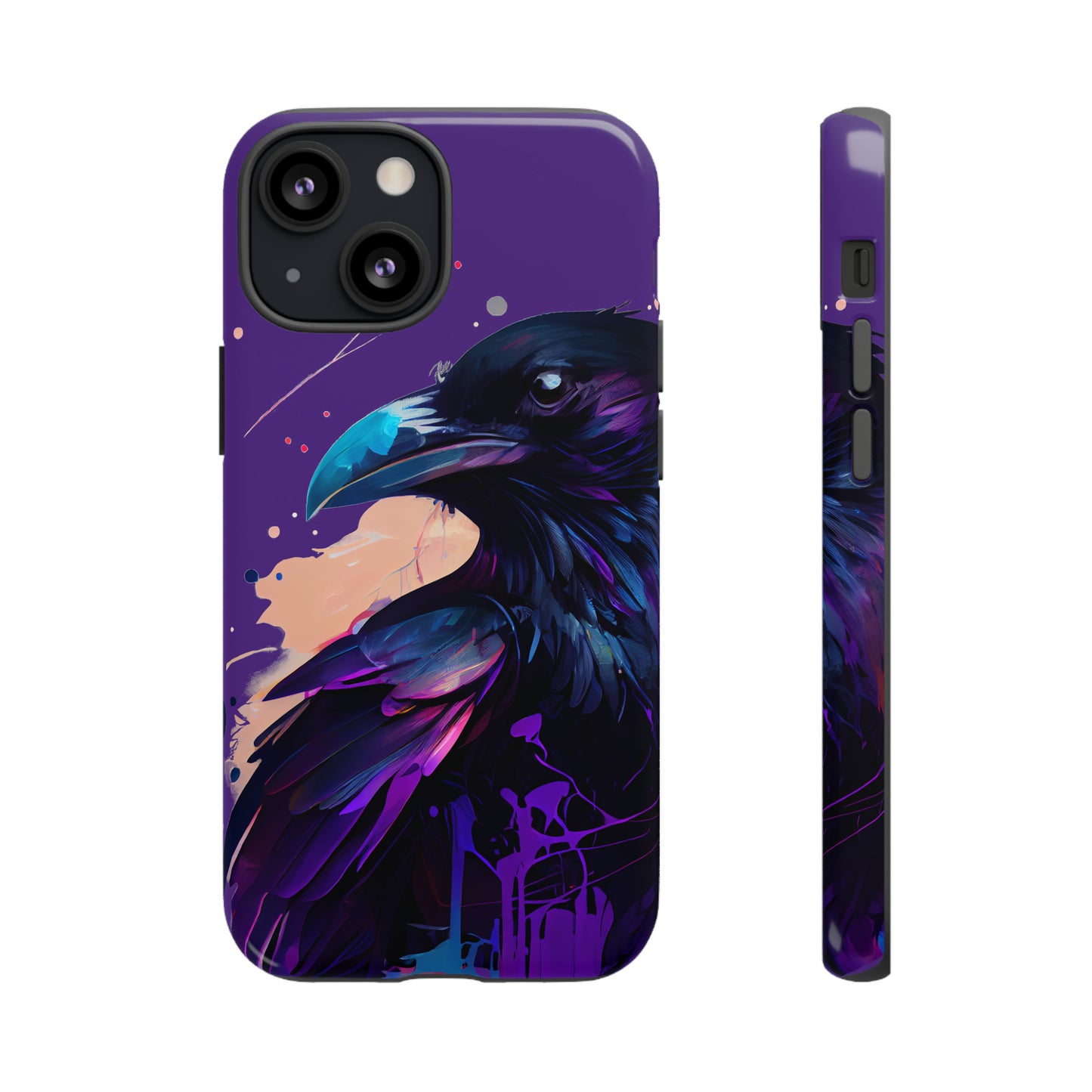 Purple Witchy Raven Print Phone Cover | Glossy Tough Cases iPhone Samsung Google Pixel