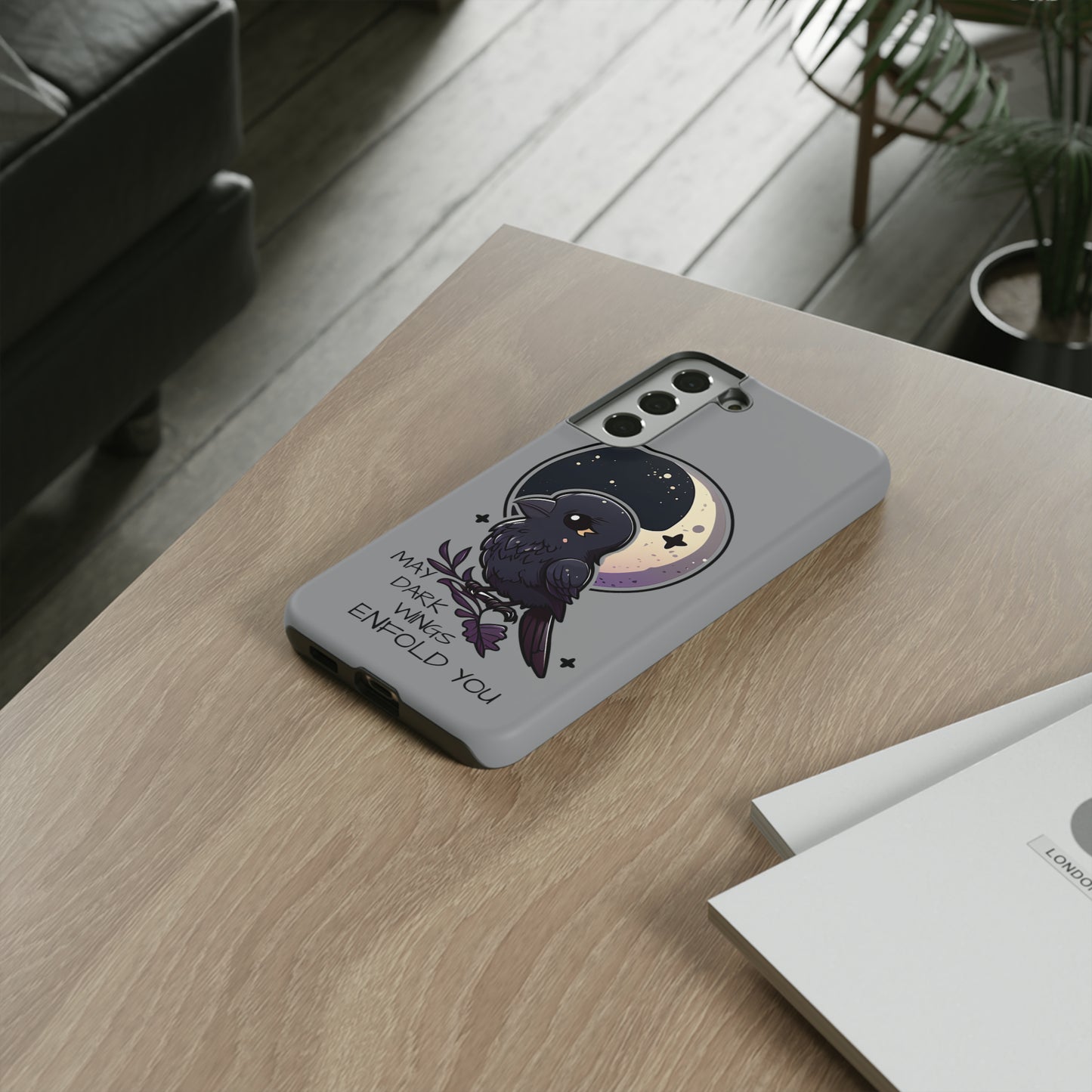 Raven Blessing Tough Phone Case Empath Protection Crowcore Witchcore Odin Edgar Allan Poe Cute Chibi Kawaii Goth Witchy Accessories Yamikawaii Cell Cover