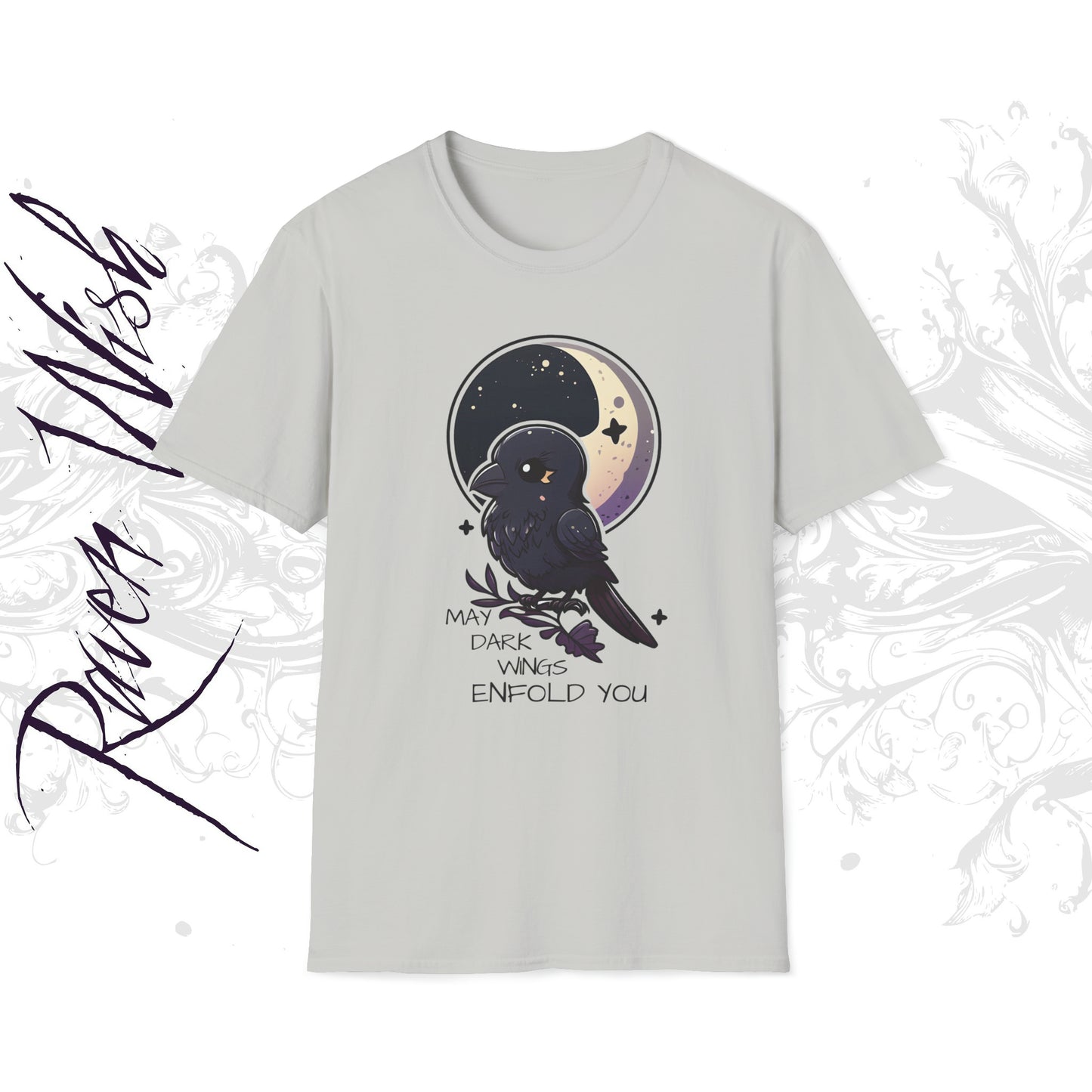 Raven Blessing Tshirt Empath Protection Shirt Crowcore Witchcore Odin Edgar Allan Poe Cute Chibi Kawaii Goth Witchy Clothes Yamikawaii Alt Clothing