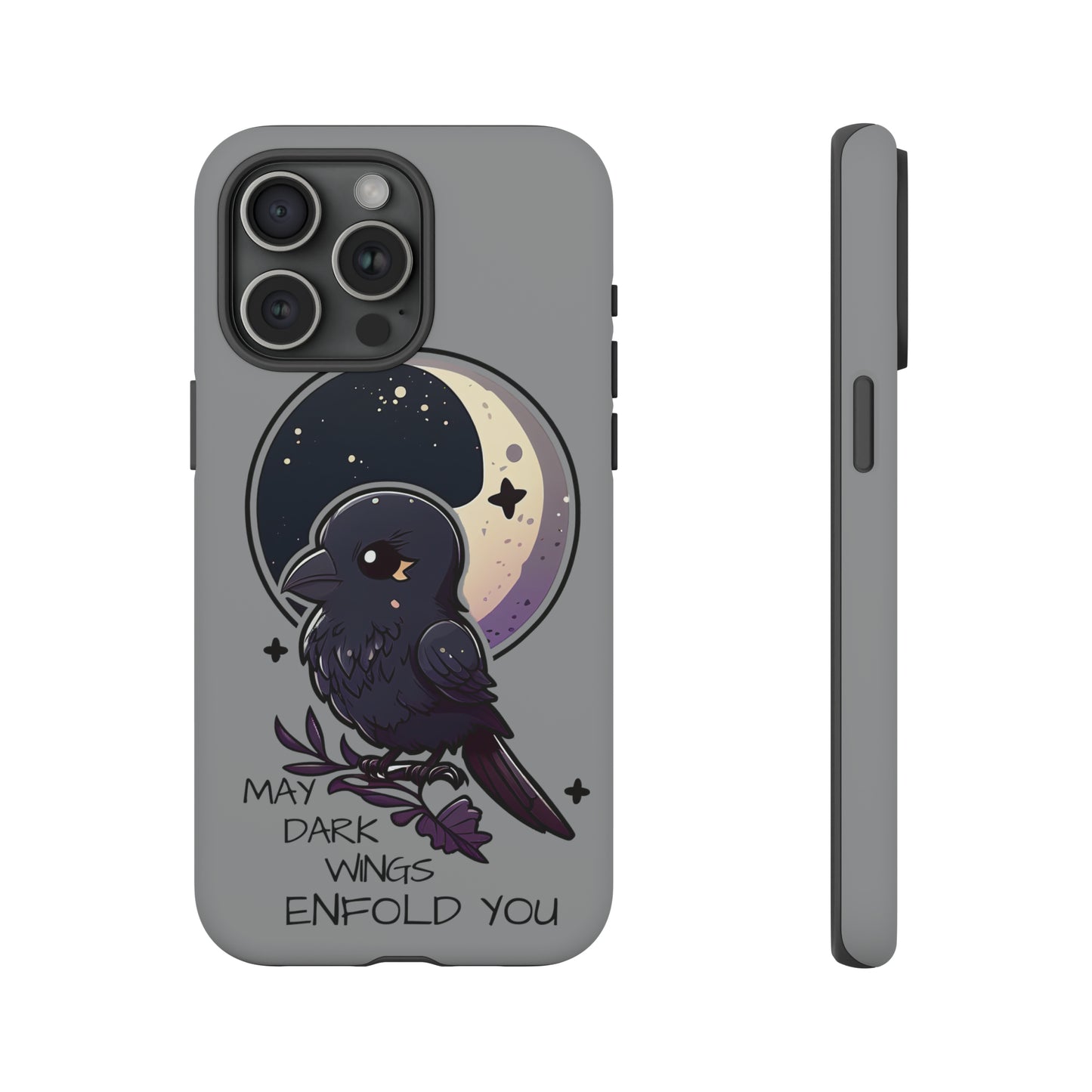 Raven Blessing Tough Phone Case Empath Protection Crowcore Witchcore Odin Edgar Allan Poe Cute Chibi Kawaii Goth Witchy Accessories Yamikawaii Cell Cover