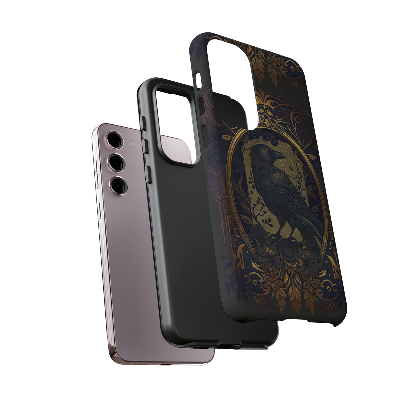 Golden Raven Guardian Phone Case | Elegant Gothic Style 2-layer Tough Phone Cases