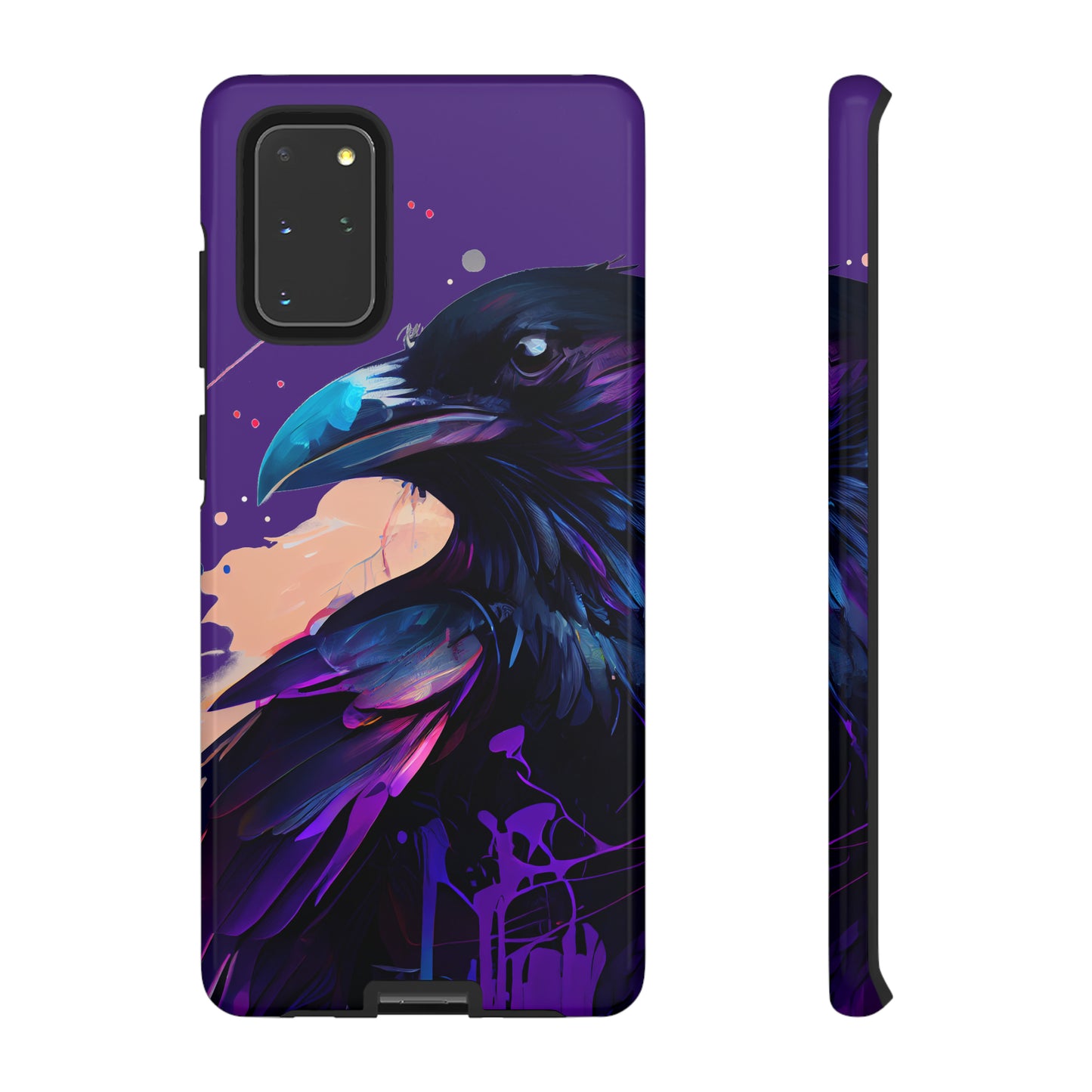 Purple Witchy Raven Print Phone Cover | Glossy Tough Cases iPhone Samsung Google Pixel