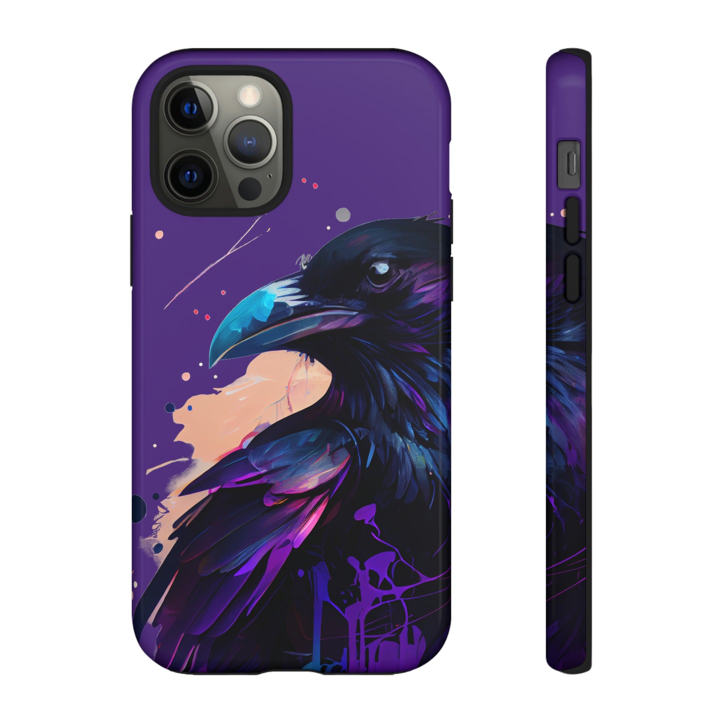 Purple Witchy Raven Print Phone Cover | Glossy Tough Cases iPhone Samsung Google Pixel