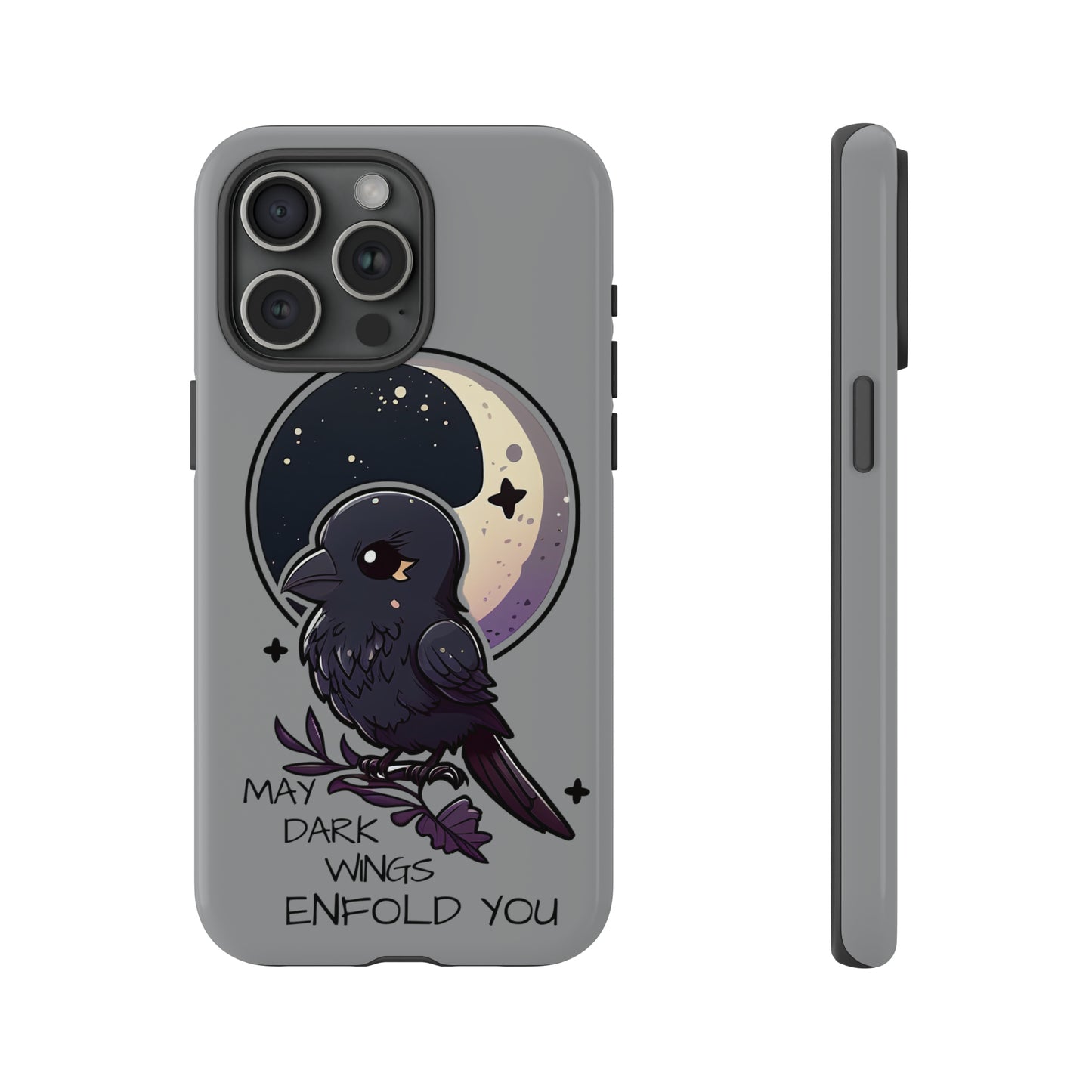 Raven Blessing Tough Phone Case Empath Protection Crowcore Witchcore Odin Edgar Allan Poe Cute Chibi Kawaii Goth Witchy Accessories Yamikawaii Cell Cover