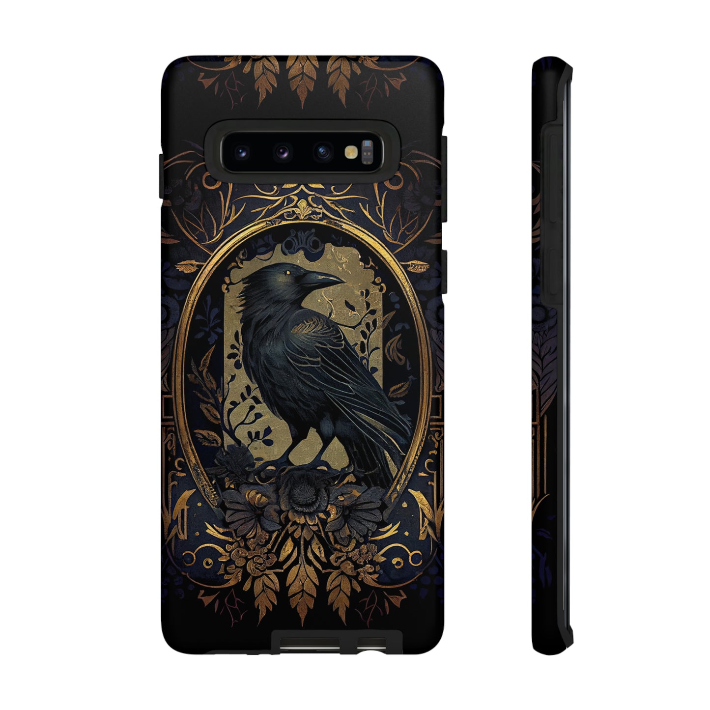 Golden Raven Guardian Phone Case | Elegant Gothic Style 2-layer Tough Phone Cases