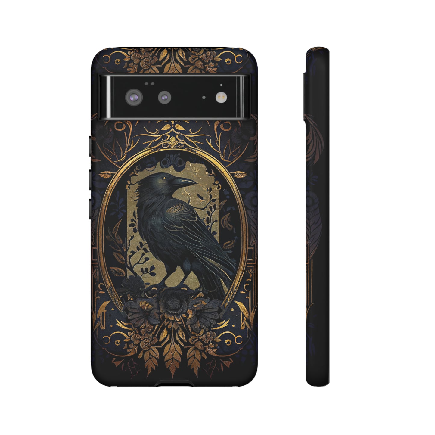 Golden Raven Guardian Phone Case | Elegant Gothic Style 2-layer Tough Phone Cases