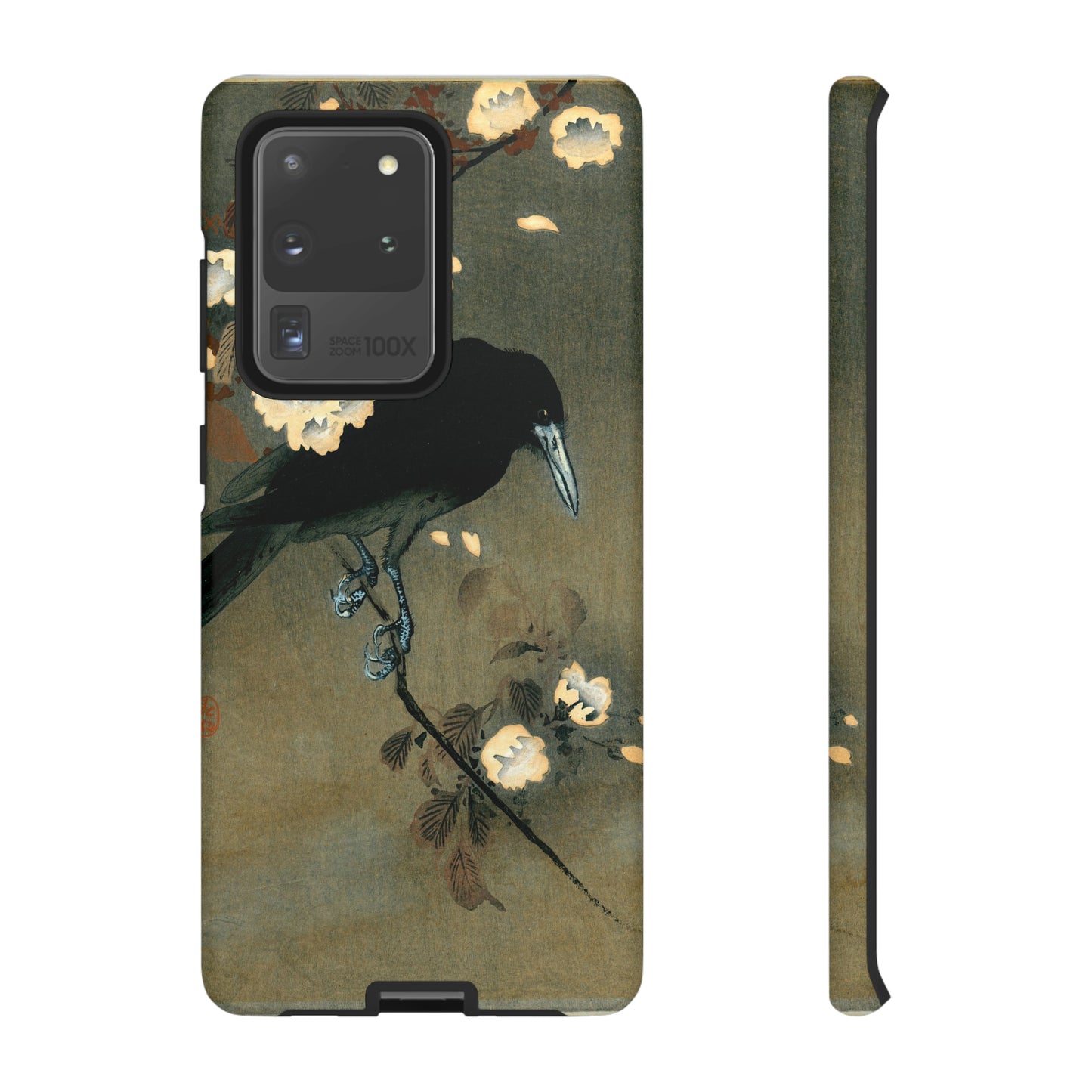 Crow and Cherry Blossoms Cell Case | Vintage Ukiyoe Raven Print by Ohara Koson