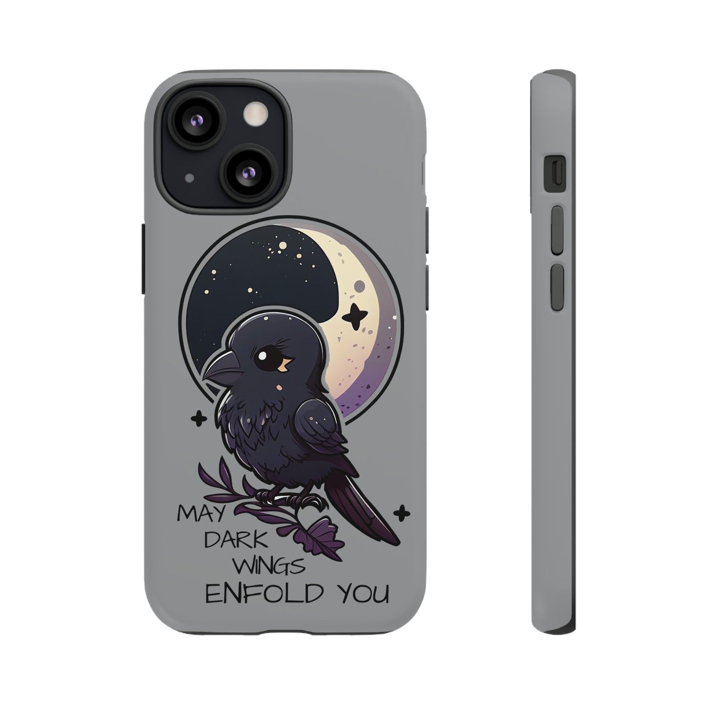 Raven Blessing Tough Phone Case Empath Protection Crowcore Witchcore Odin Edgar Allan Poe Cute Chibi Kawaii Goth Witchy Accessories Yamikawaii Cell Cover