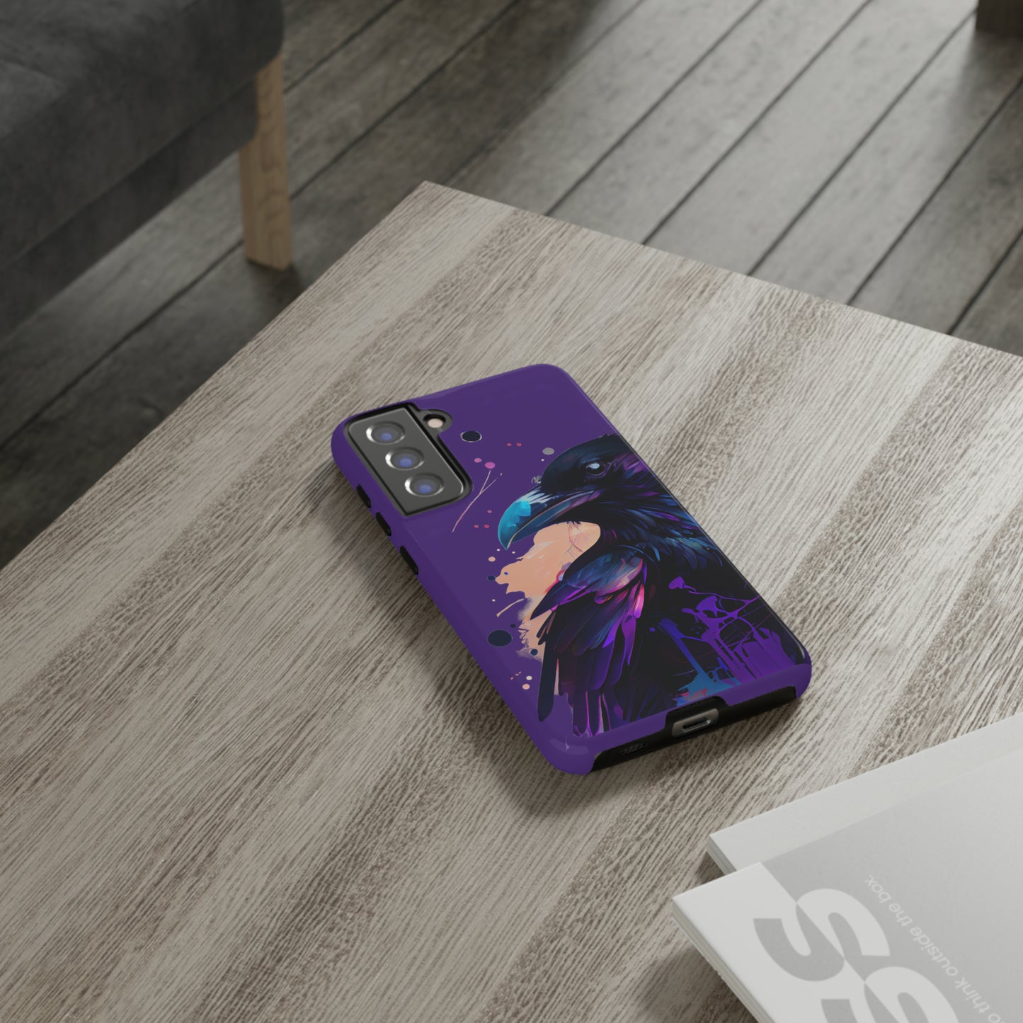 Purple Witchy Raven Print Phone Cover | Glossy Tough Cases iPhone Samsung Google Pixel