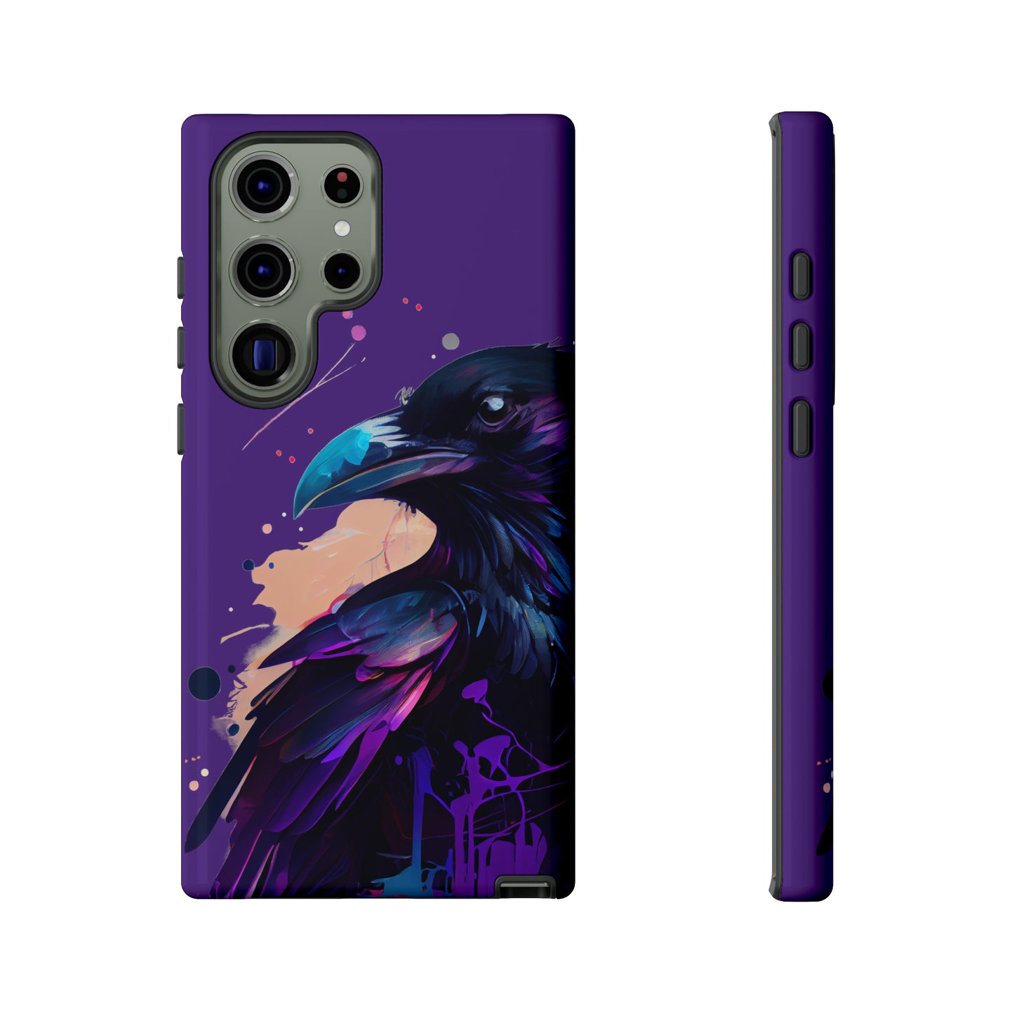 Purple Witchy Raven Print Phone Cover | Glossy Tough Cases iPhone Samsung Google Pixel