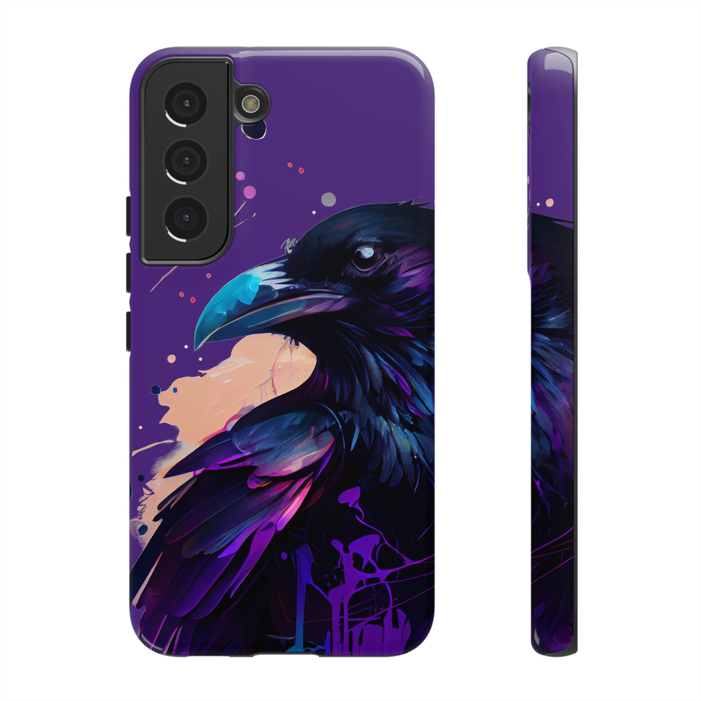 Purple Witchy Raven Print Phone Cover | Glossy Tough Cases iPhone Samsung Google Pixel