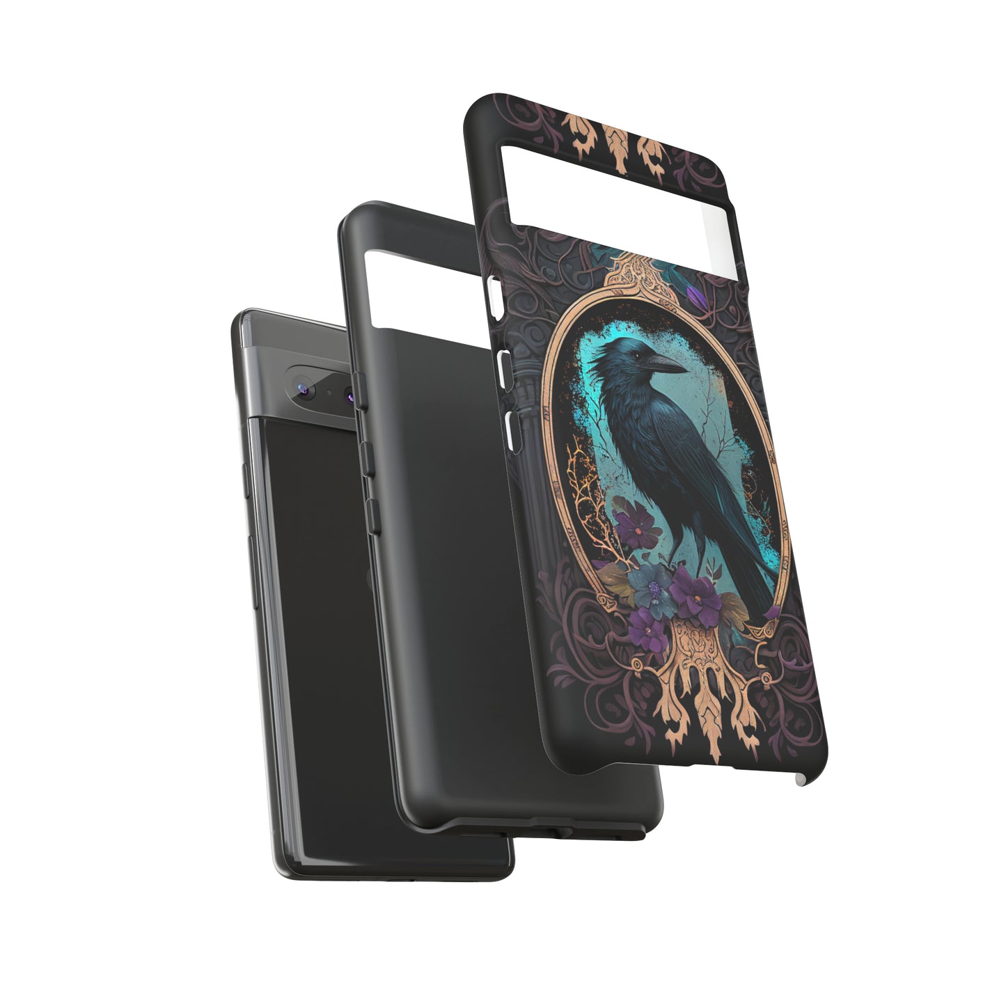 Blue Goth Raven iPhone Samsung and Google Pixel Phone cases!