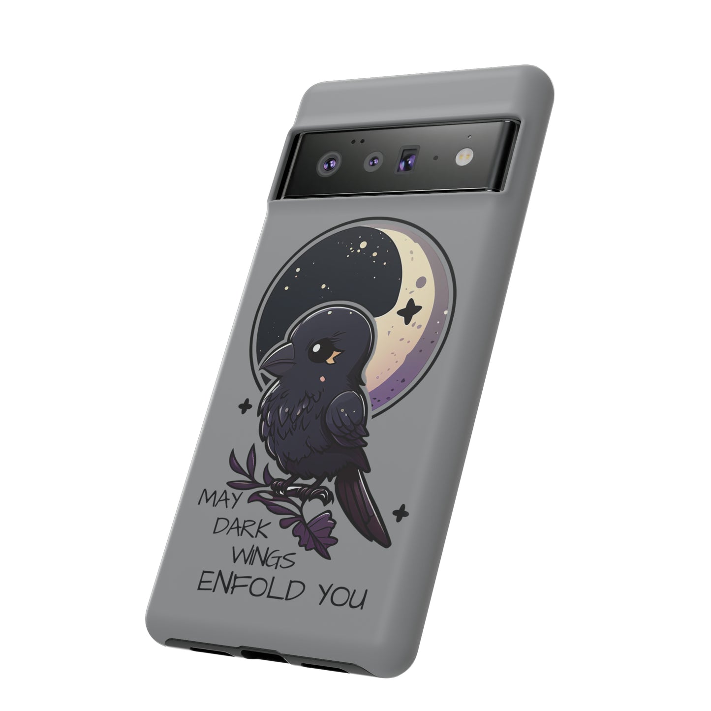 Raven Blessing Tough Phone Case Empath Protection Crowcore Witchcore Odin Edgar Allan Poe Cute Chibi Kawaii Goth Witchy Accessories Yamikawaii Cell Cover