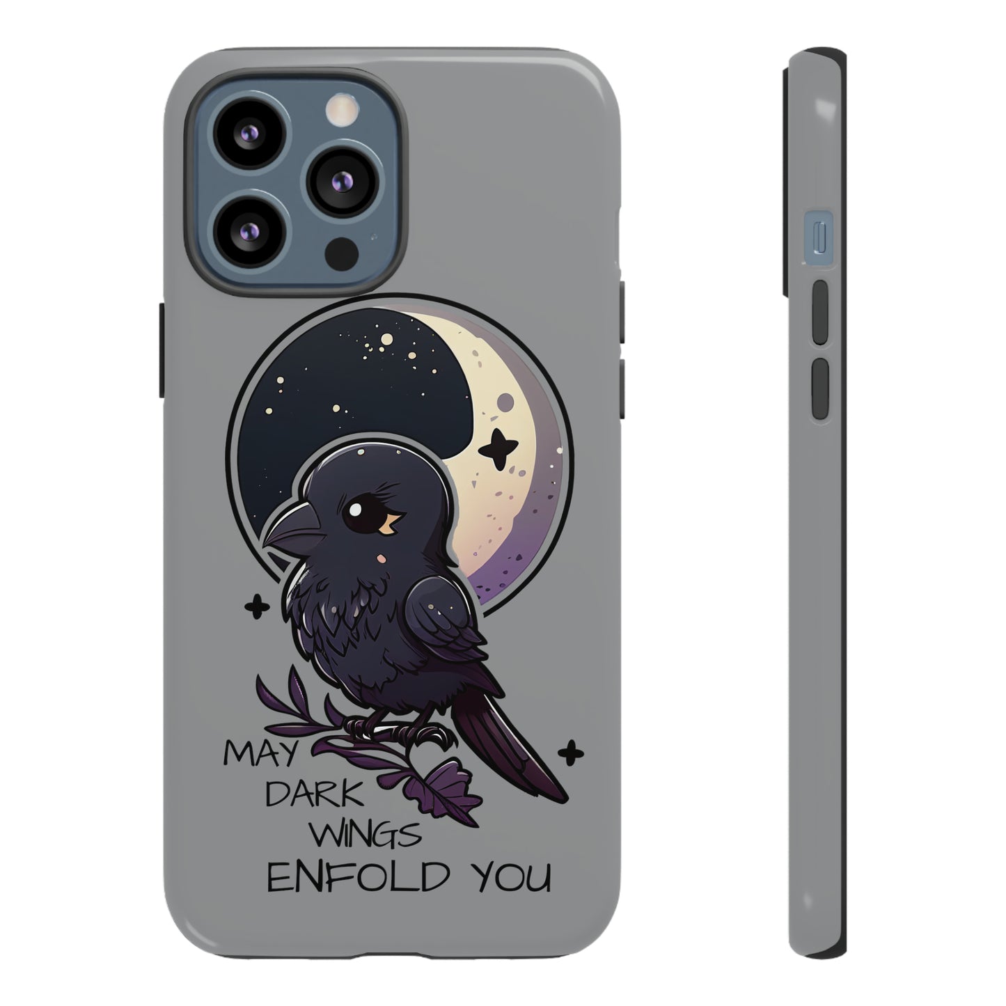 Raven Blessing Tough Phone Case Empath Protection Crowcore Witchcore Odin Edgar Allan Poe Cute Chibi Kawaii Goth Witchy Accessories Yamikawaii Cell Cover