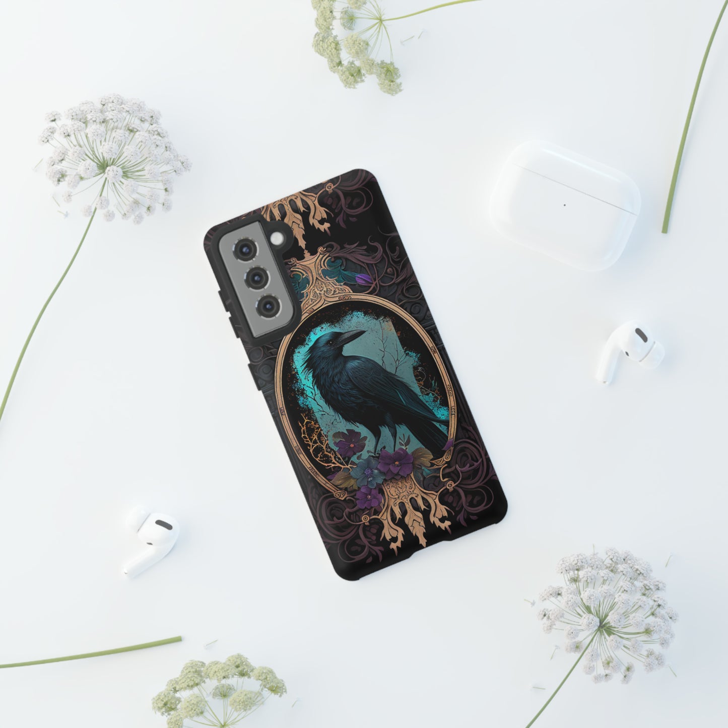 Blue Goth Raven iPhone Samsung and Google Pixel Phone cases!