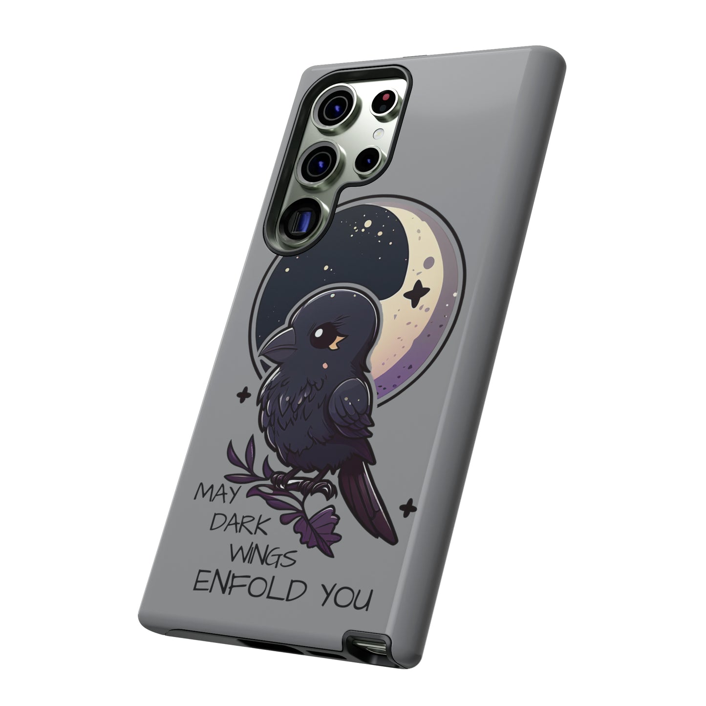 Raven Blessing Tough Phone Case Empath Protection Crowcore Witchcore Odin Edgar Allan Poe Cute Chibi Kawaii Goth Witchy Accessories Yamikawaii Cell Cover