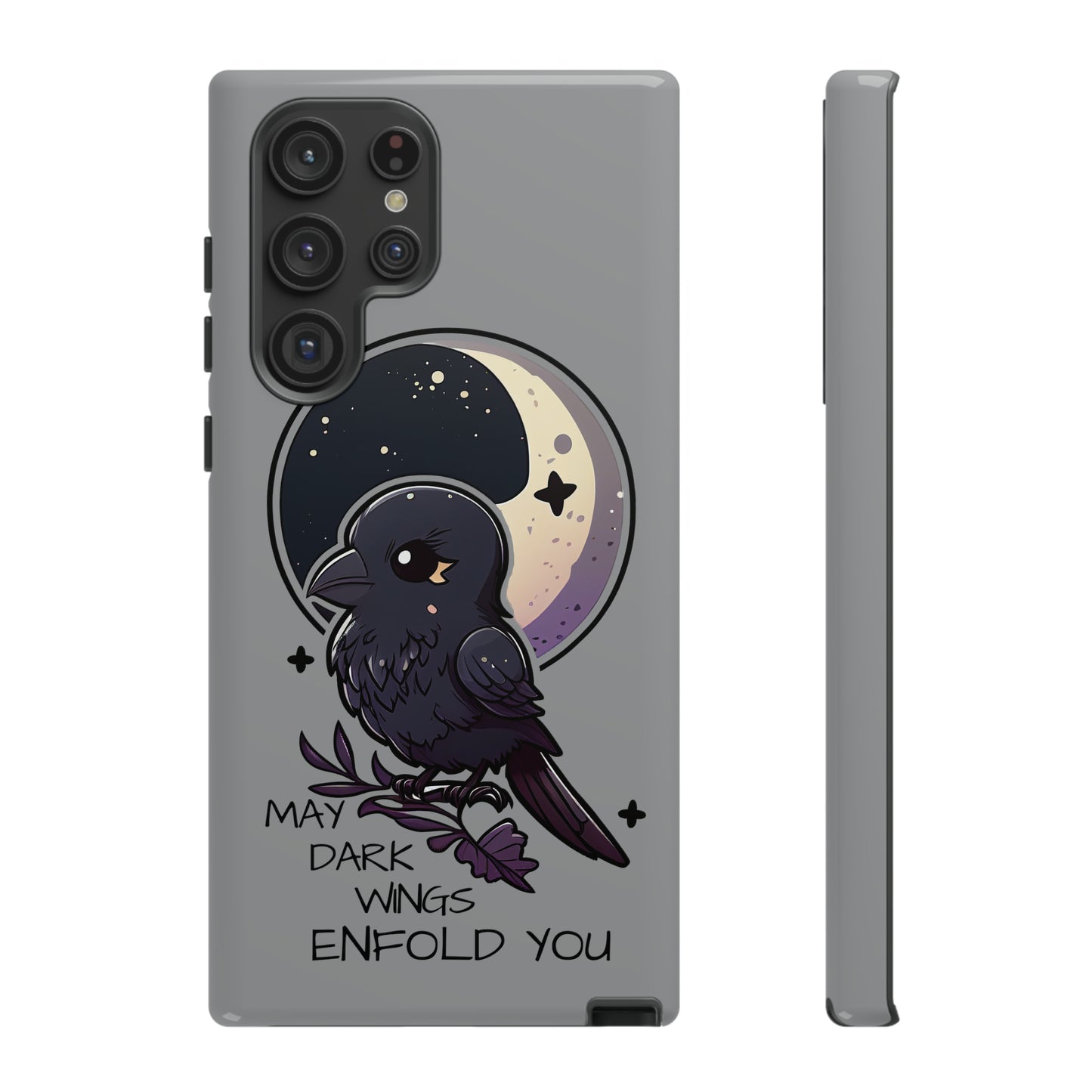 Raven Blessing Tough Phone Case Empath Protection Crowcore Witchcore Odin Edgar Allan Poe Cute Chibi Kawaii Goth Witchy Accessories Yamikawaii Cell Cover