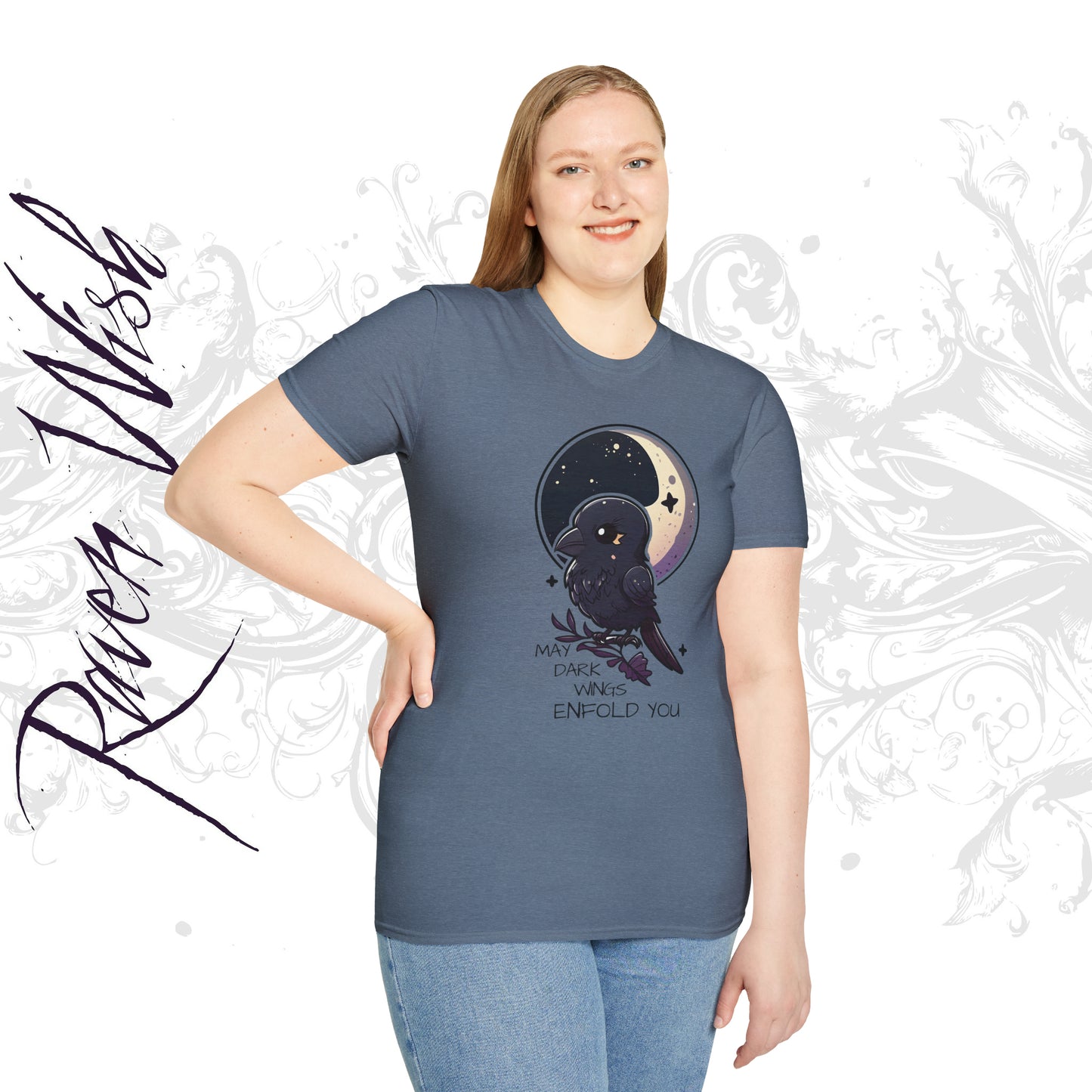 Raven Blessing Tshirt Empath Protection Shirt Crowcore Witchcore Odin Edgar Allan Poe Cute Chibi Kawaii Goth Witchy Clothes Yamikawaii Alt Clothing