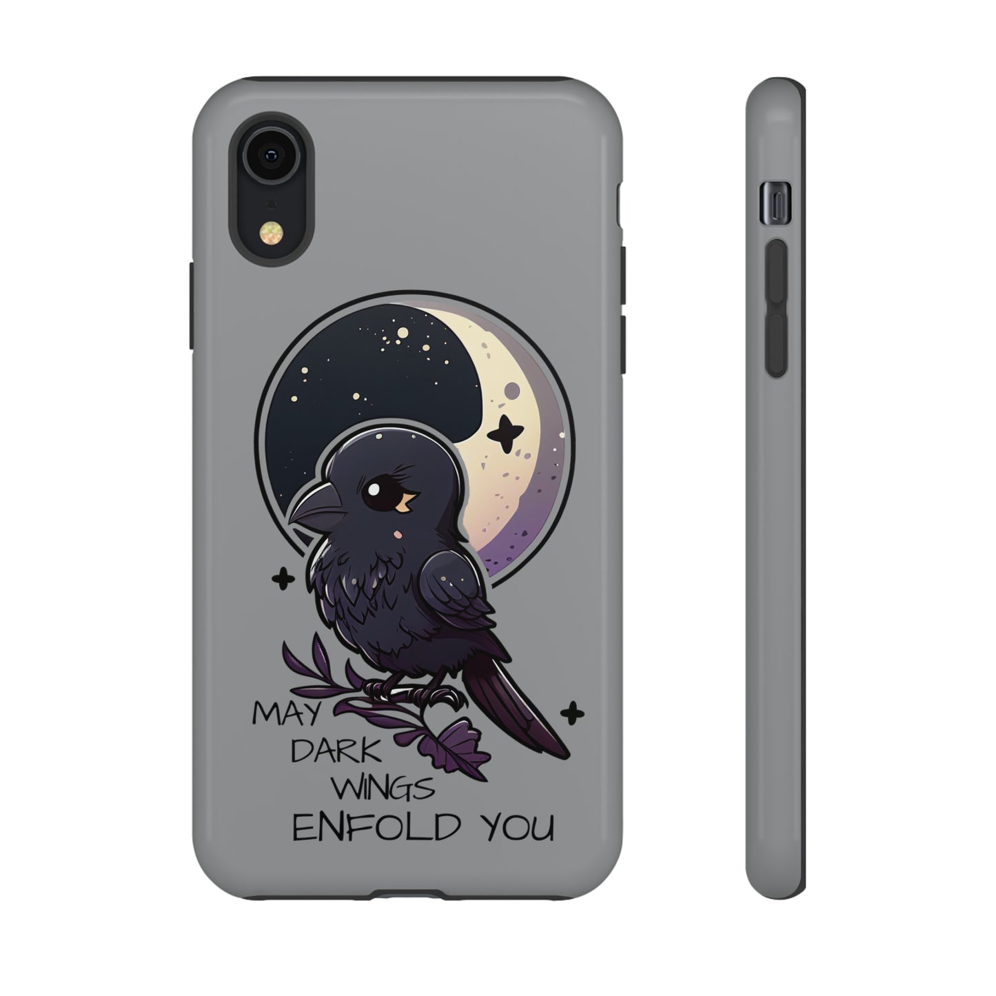 Raven Blessing Tough Phone Case Empath Protection Crowcore Witchcore Odin Edgar Allan Poe Cute Chibi Kawaii Goth Witchy Accessories Yamikawaii Cell Cover