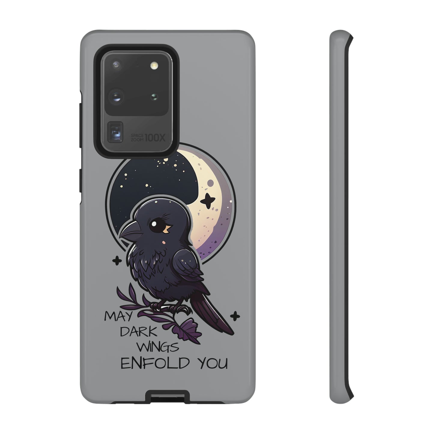 Raven Blessing Tough Phone Case Empath Protection Crowcore Witchcore Odin Edgar Allan Poe Cute Chibi Kawaii Goth Witchy Accessories Yamikawaii Cell Cover