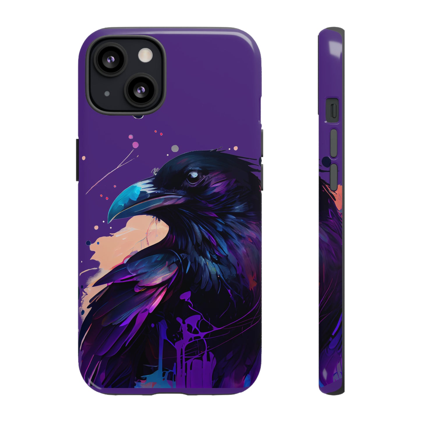 Purple Witchy Raven Print Phone Cover | Glossy Tough Cases iPhone Samsung Google Pixel