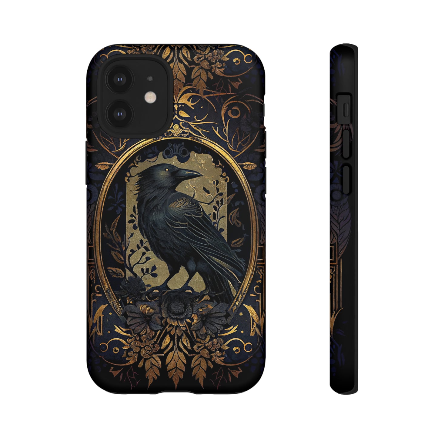 Golden Raven Guardian Phone Case | Elegant Gothic Style 2-layer Tough Phone Cases