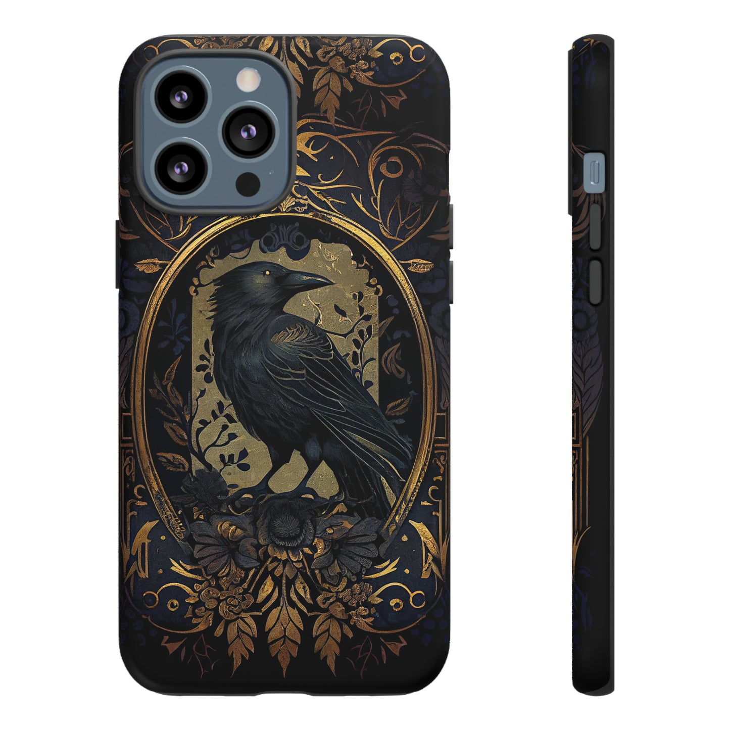 Golden Raven Guardian Phone Case | Elegant Gothic Style 2-layer Tough Phone Cases