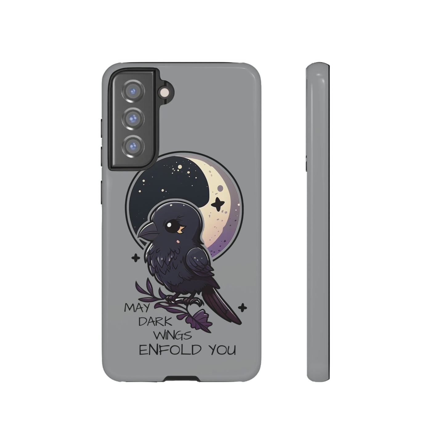 Raven Blessing Tough Phone Case Empath Protection Crowcore Witchcore Odin Edgar Allan Poe Cute Chibi Kawaii Goth Witchy Accessories Yamikawaii Cell Cover