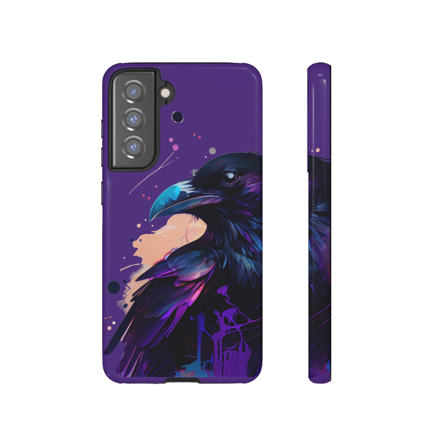 Purple Witchy Raven Print Phone Cover | Glossy Tough Cases iPhone Samsung Google Pixel