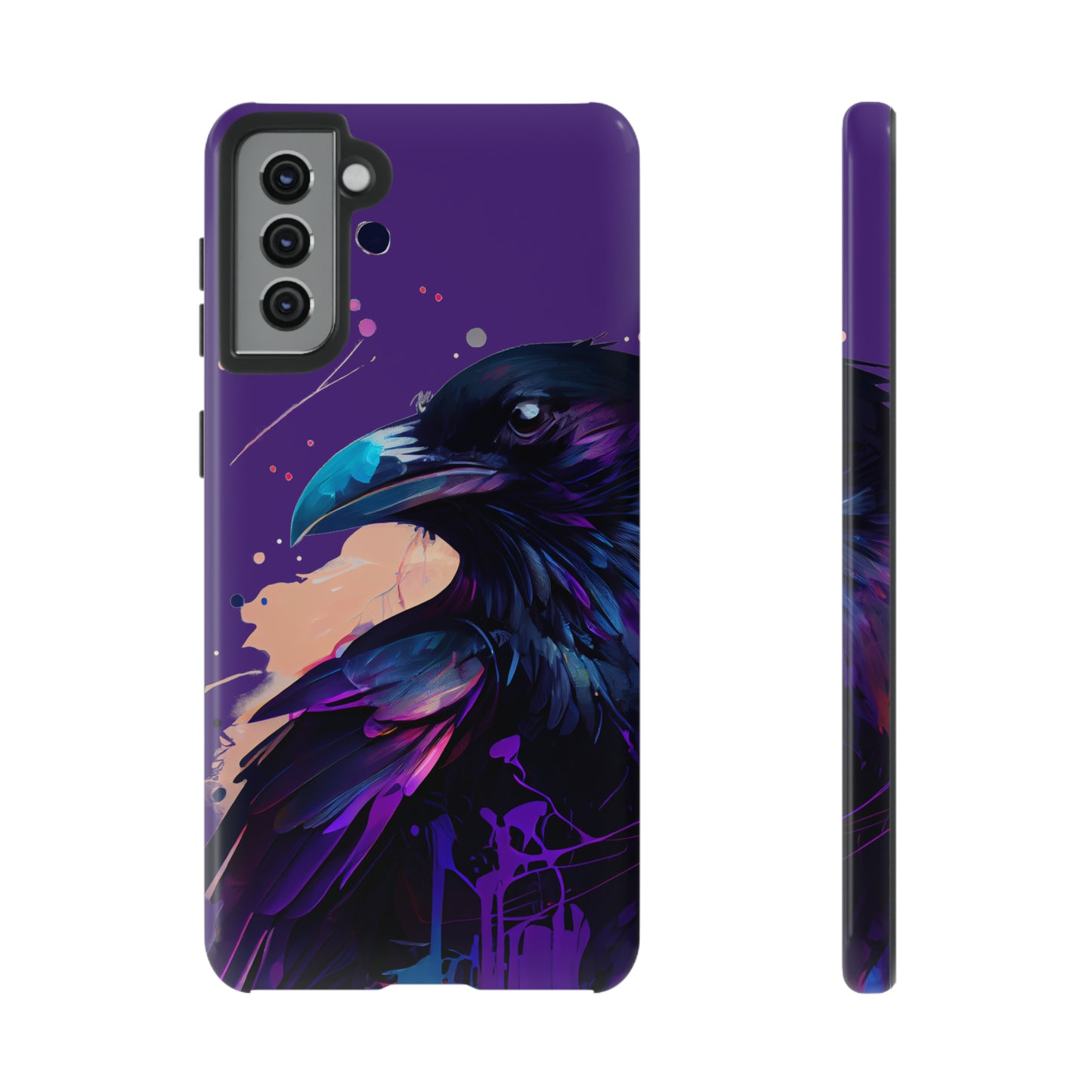 Purple Witchy Raven Print Phone Cover | Glossy Tough Cases iPhone Samsung Google Pixel