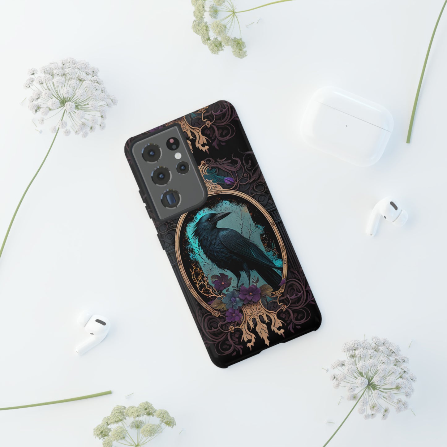 Blue Goth Raven iPhone Samsung and Google Pixel Phone cases!