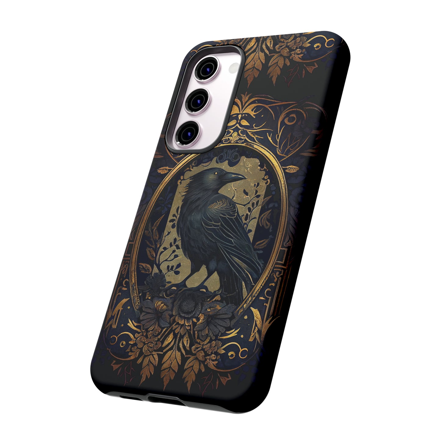 Golden Raven Guardian Phone Case | Elegant Gothic Style 2-layer Tough Phone Cases