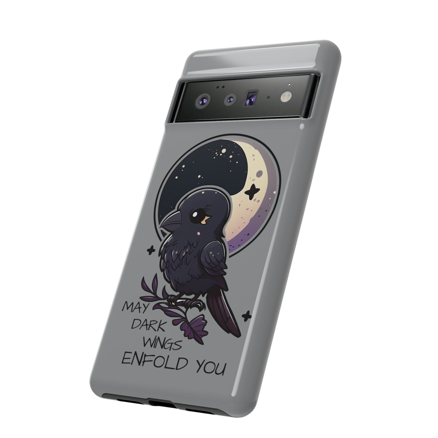 Raven Blessing Tough Phone Case Empath Protection Crowcore Witchcore Odin Edgar Allan Poe Cute Chibi Kawaii Goth Witchy Accessories Yamikawaii Cell Cover