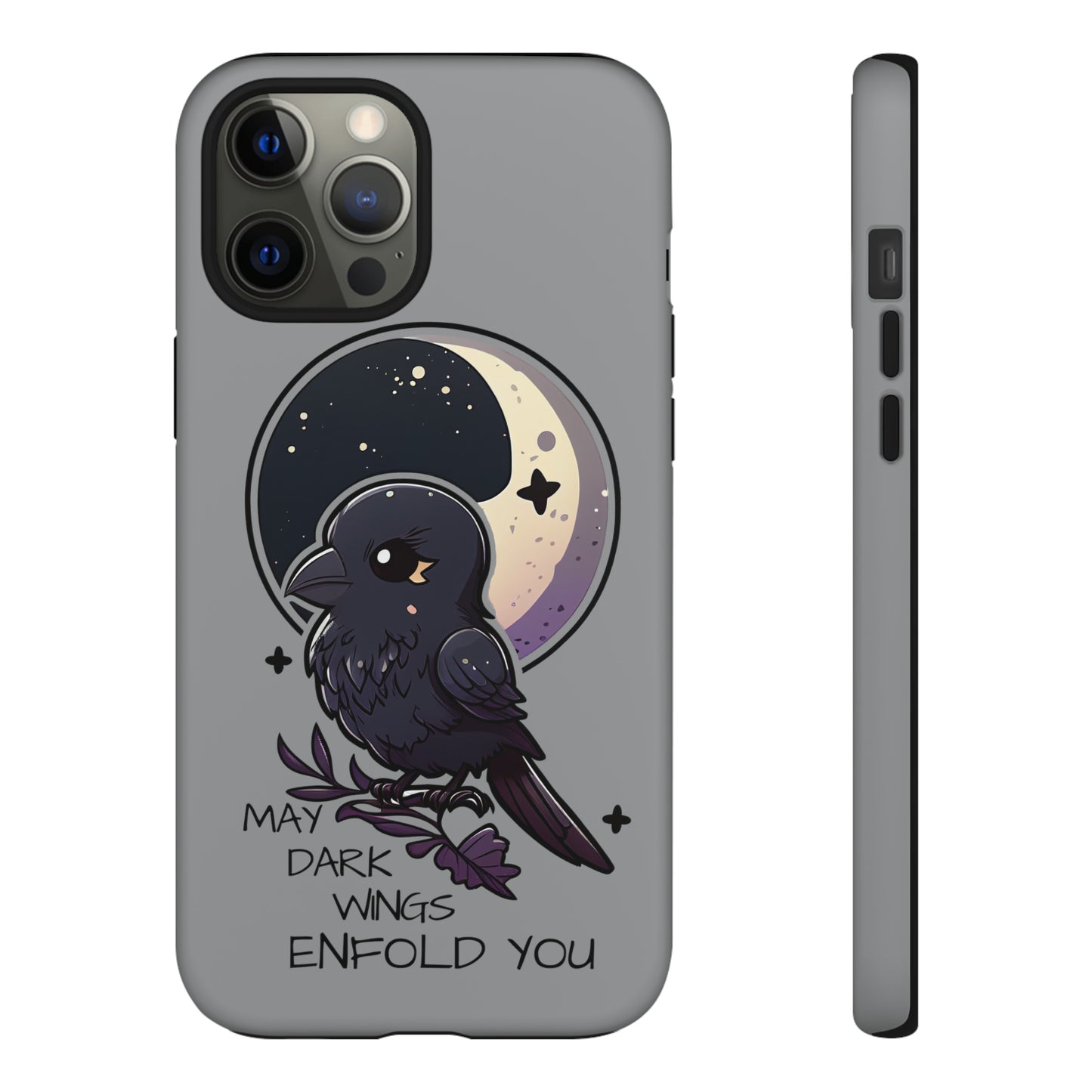 Raven Blessing Tough Phone Case Empath Protection Crowcore Witchcore Odin Edgar Allan Poe Cute Chibi Kawaii Goth Witchy Accessories Yamikawaii Cell Cover