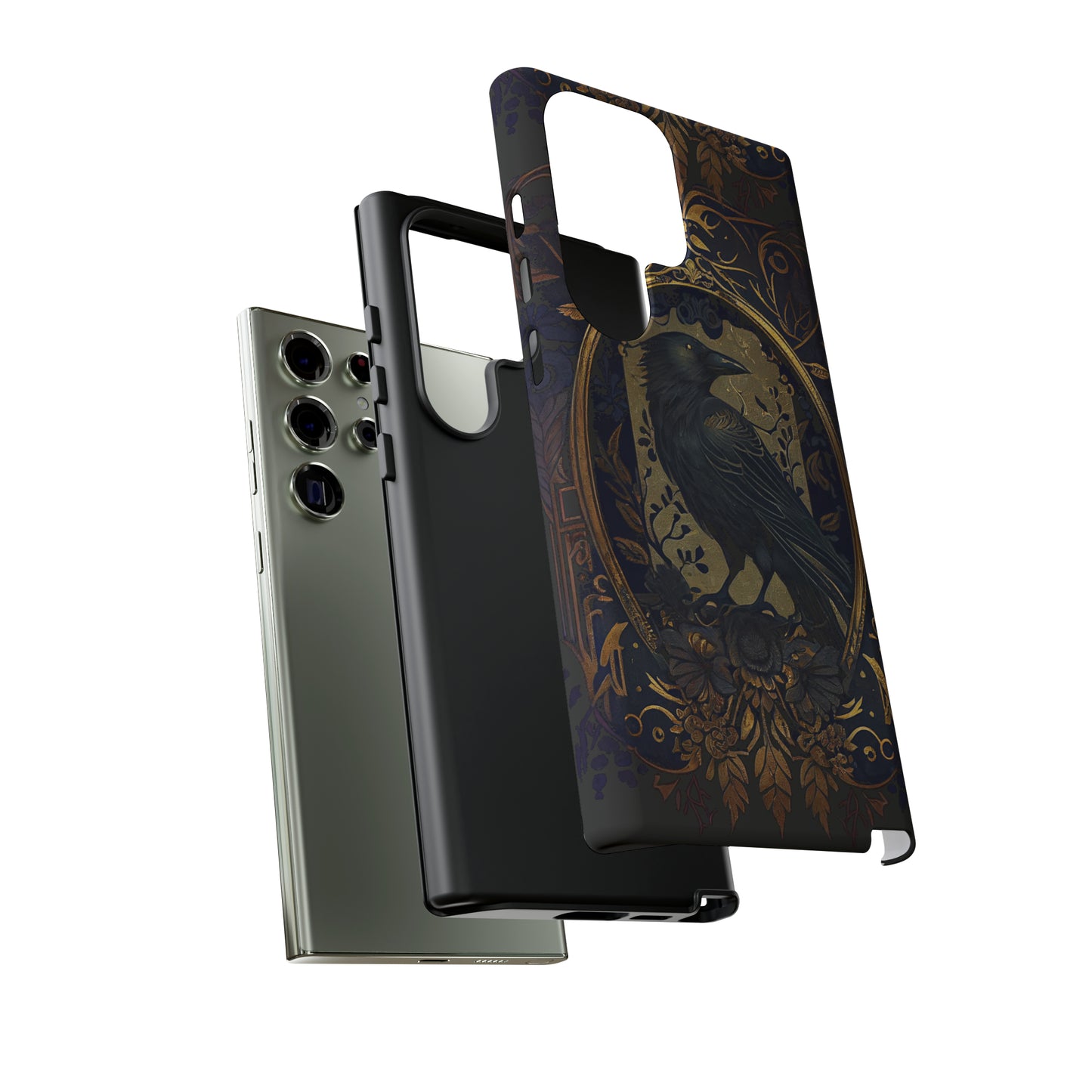 Golden Raven Guardian Phone Case | Elegant Gothic Style 2-layer Tough Phone Cases