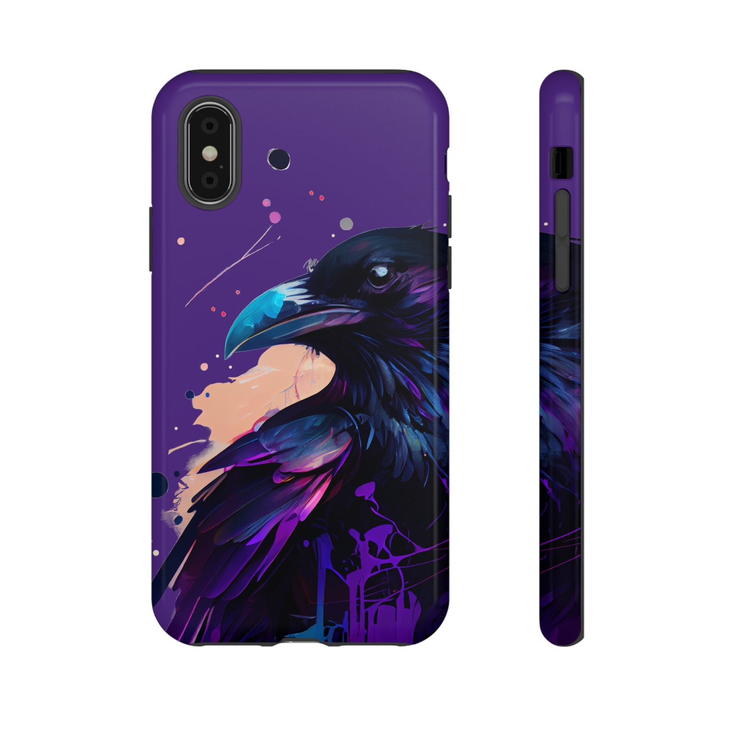 Purple Witchy Raven Print Phone Cover | Glossy Tough Cases iPhone Samsung Google Pixel