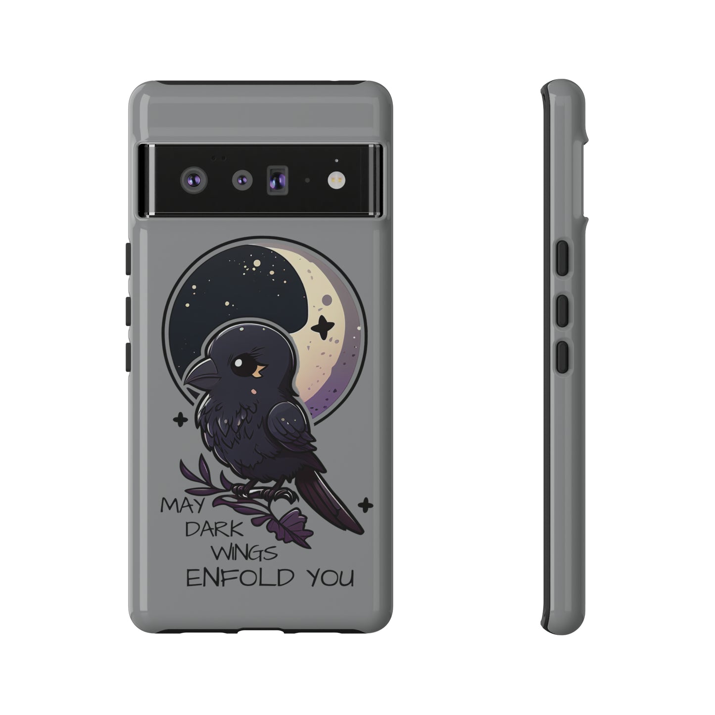 Raven Blessing Tough Phone Case Empath Protection Crowcore Witchcore Odin Edgar Allan Poe Cute Chibi Kawaii Goth Witchy Accessories Yamikawaii Cell Cover