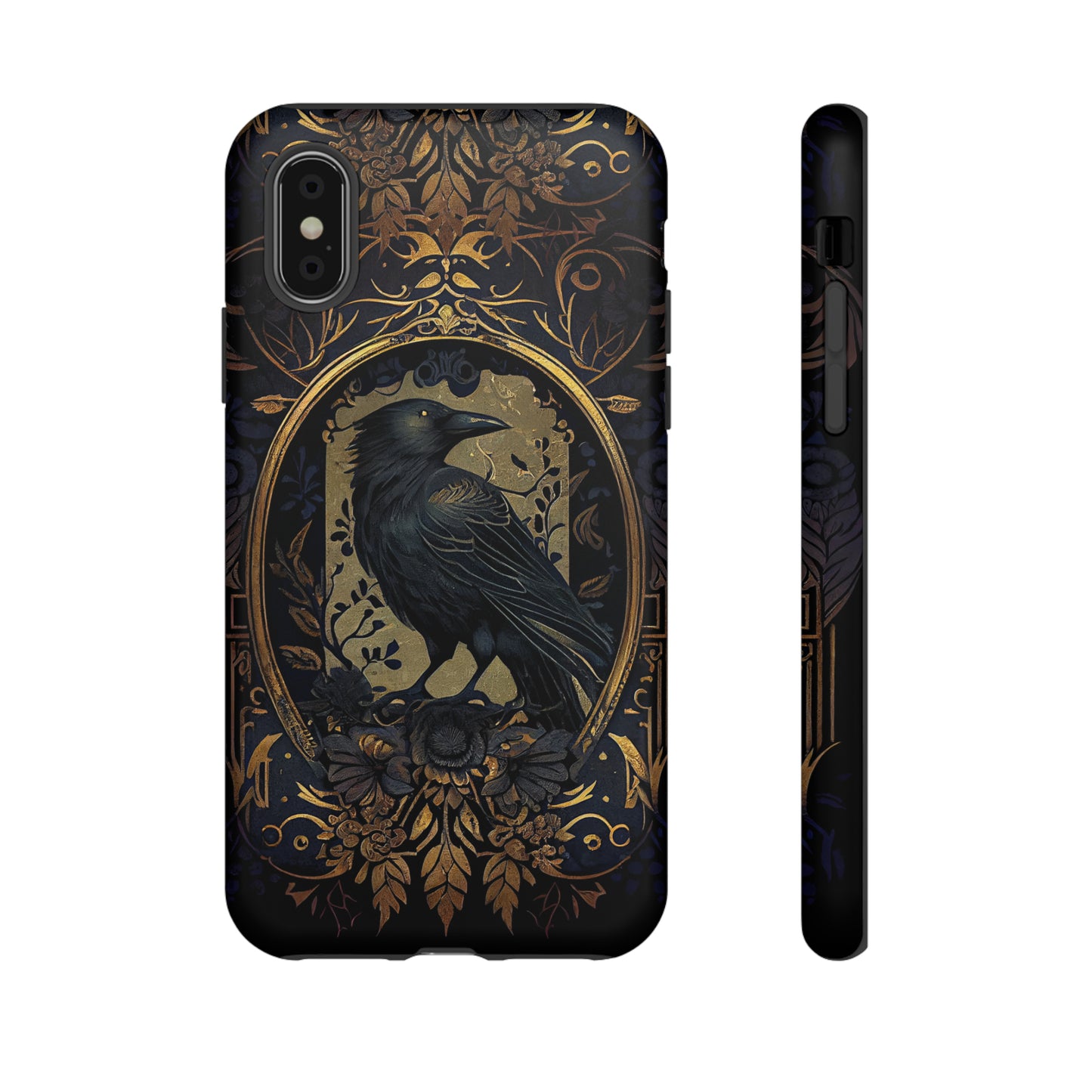 Golden Raven Guardian Phone Case | Elegant Gothic Style 2-layer Tough Phone Cases