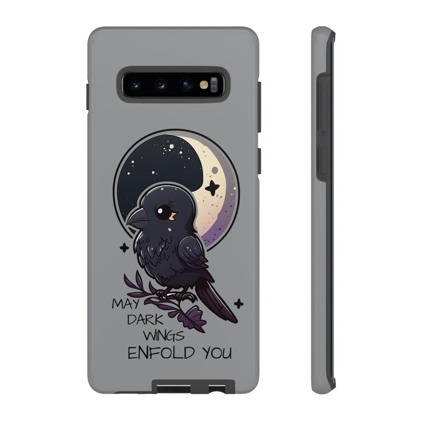 Raven Blessing Tough Phone Case Empath Protection Crowcore Witchcore Odin Edgar Allan Poe Cute Chibi Kawaii Goth Witchy Accessories Yamikawaii Cell Cover