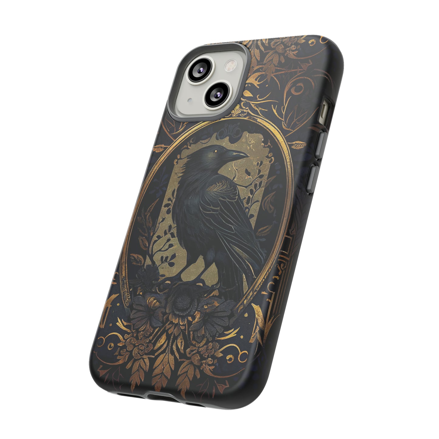 Golden Raven Guardian Phone Case | Elegant Gothic Style 2-layer Tough Phone Cases