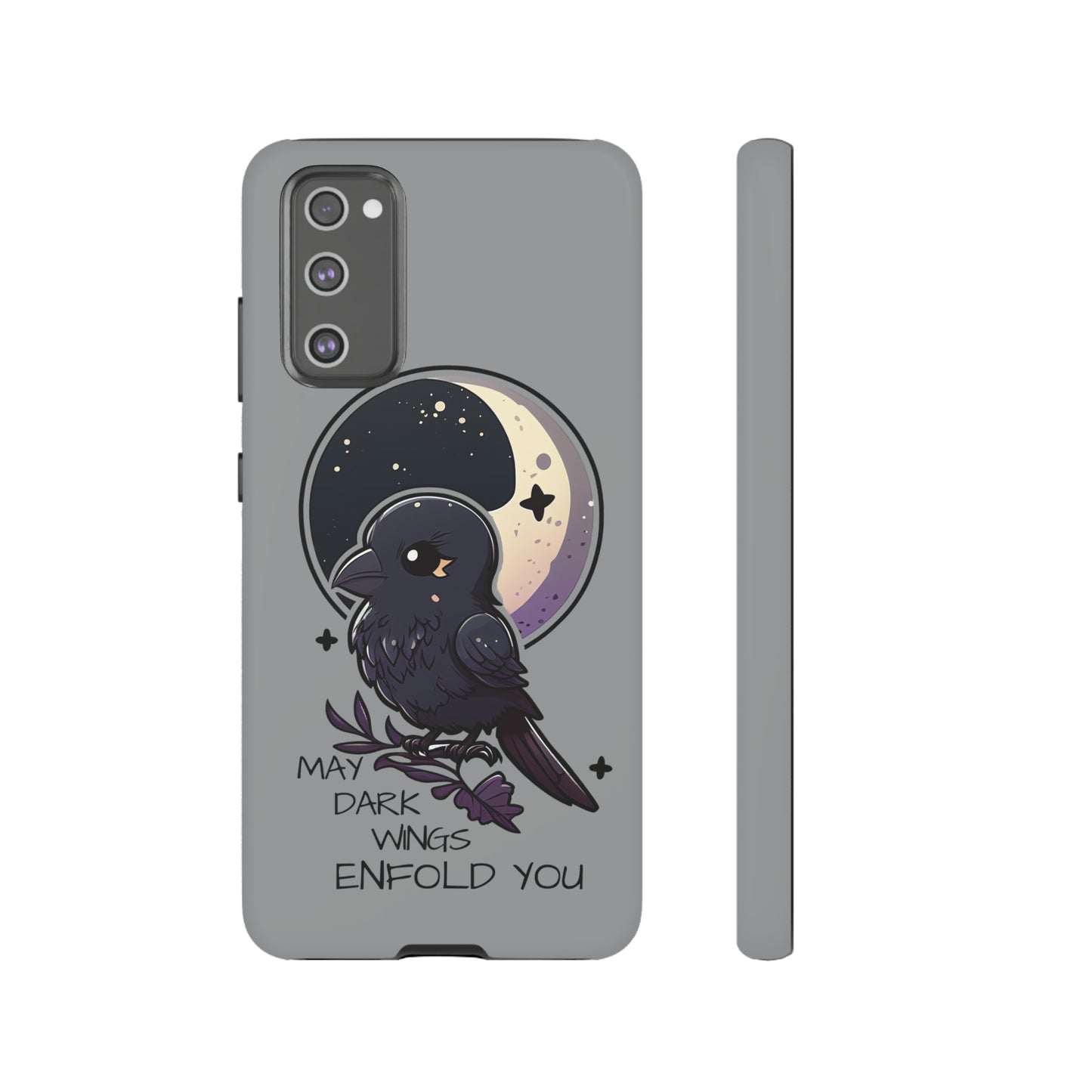 Raven Blessing Tough Phone Case Empath Protection Crowcore Witchcore Odin Edgar Allan Poe Cute Chibi Kawaii Goth Witchy Accessories Yamikawaii Cell Cover