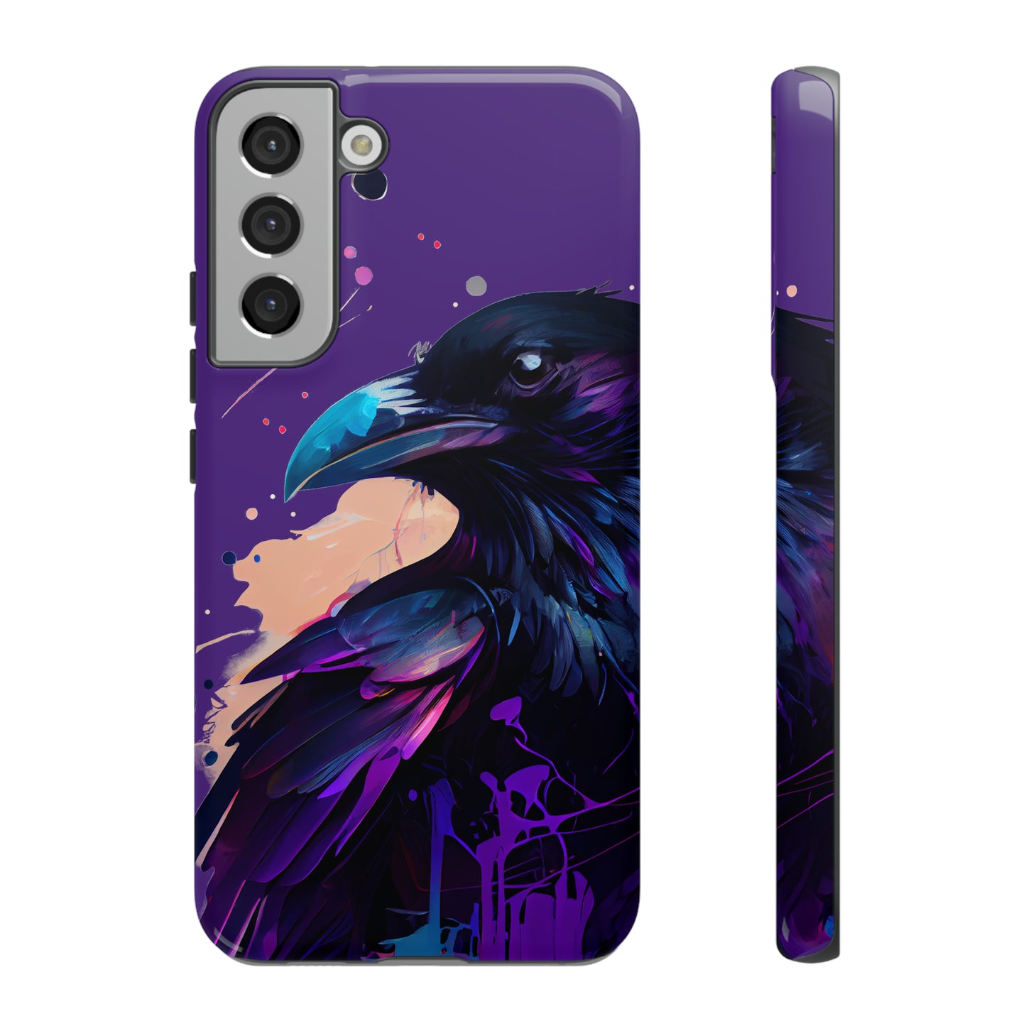 Purple Witchy Raven Print Phone Cover | Glossy Tough Cases iPhone Samsung Google Pixel