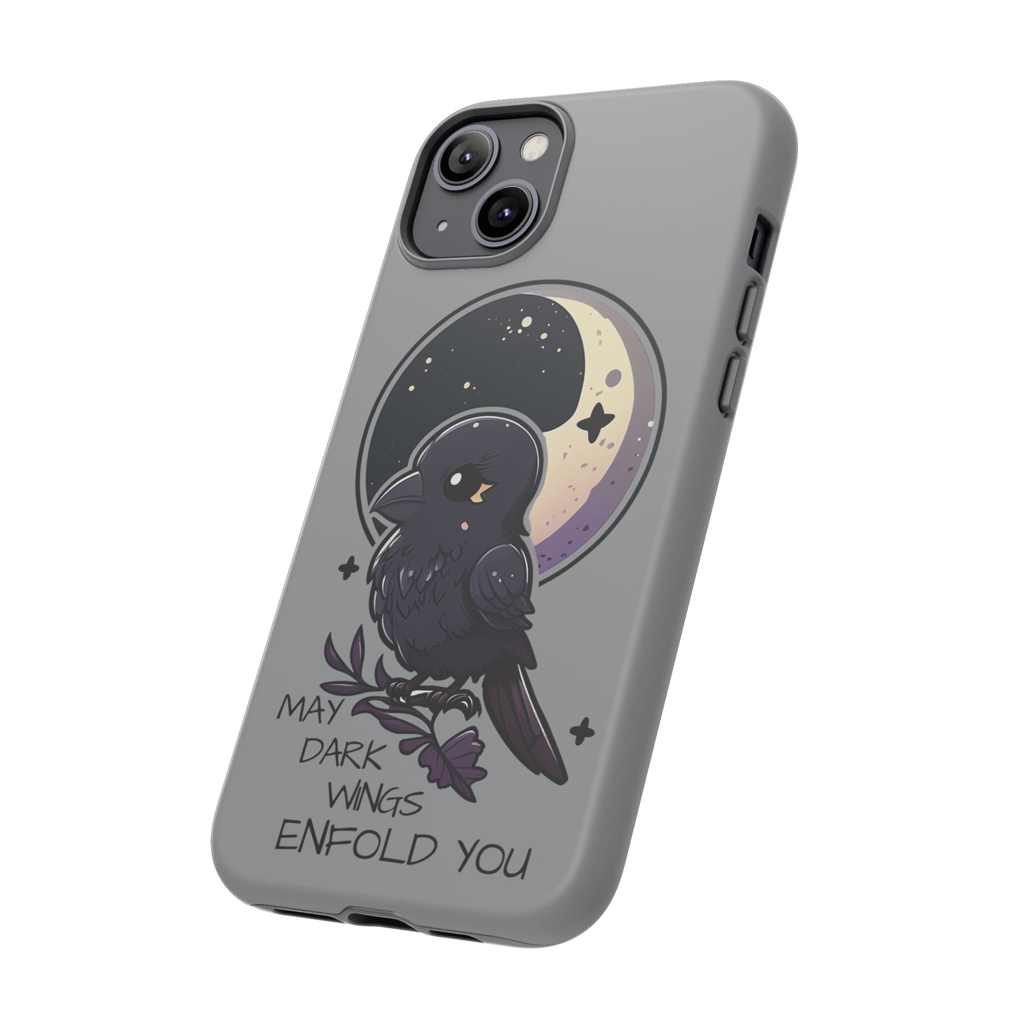 Raven Blessing Tough Phone Case Empath Protection Crowcore Witchcore Odin Edgar Allan Poe Cute Chibi Kawaii Goth Witchy Accessories Yamikawaii Cell Cover